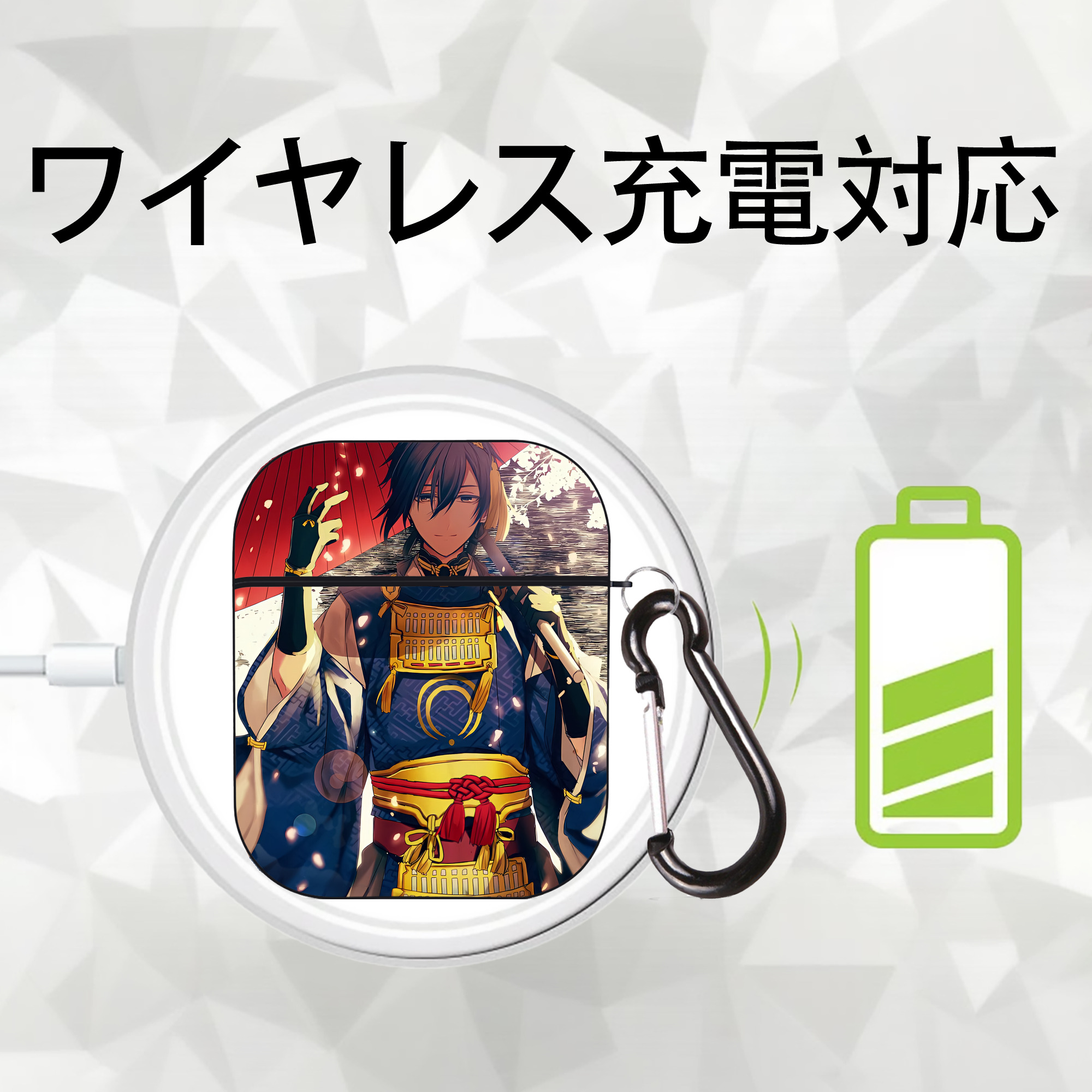 刀剣乱舞 Touken Ranbu AirPods 第2世代保護ケース ハードシェル ブラック 耐衝撃・防指紋・カラビナ付き