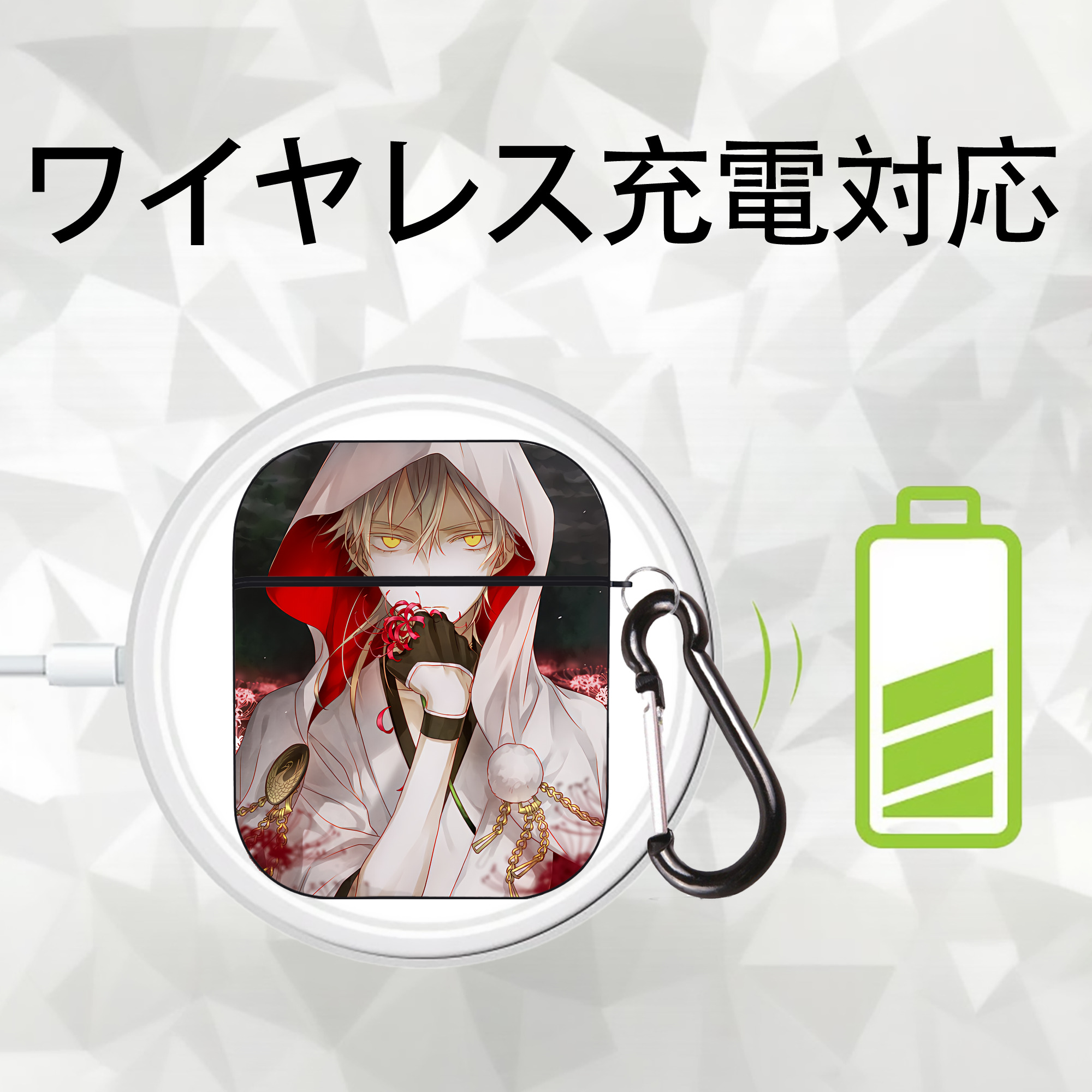 刀剣乱舞 Touken Ranbu AirPods 第2世代保護ケース ハードシェル ブラック 耐衝撃・防指紋・カラビナ付き