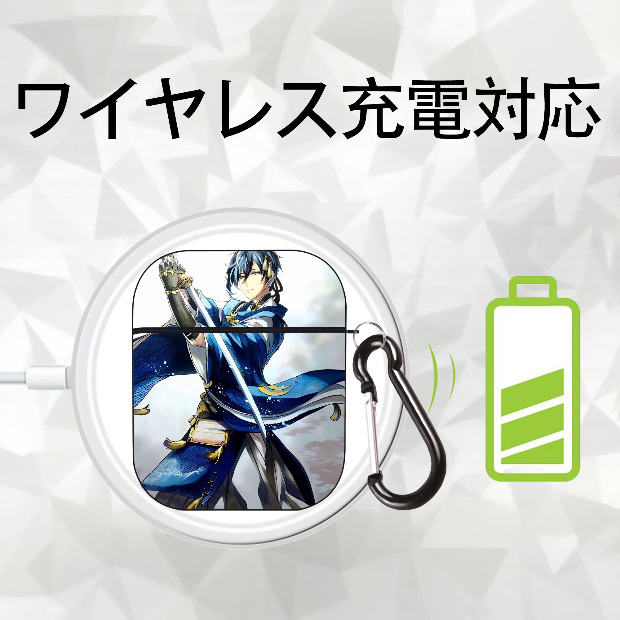 刀剣乱舞 Touken Ranbu AirPods 第2世代保護ケース ハードシェル ブラック 耐衝撃・防指紋・カラビナ付き