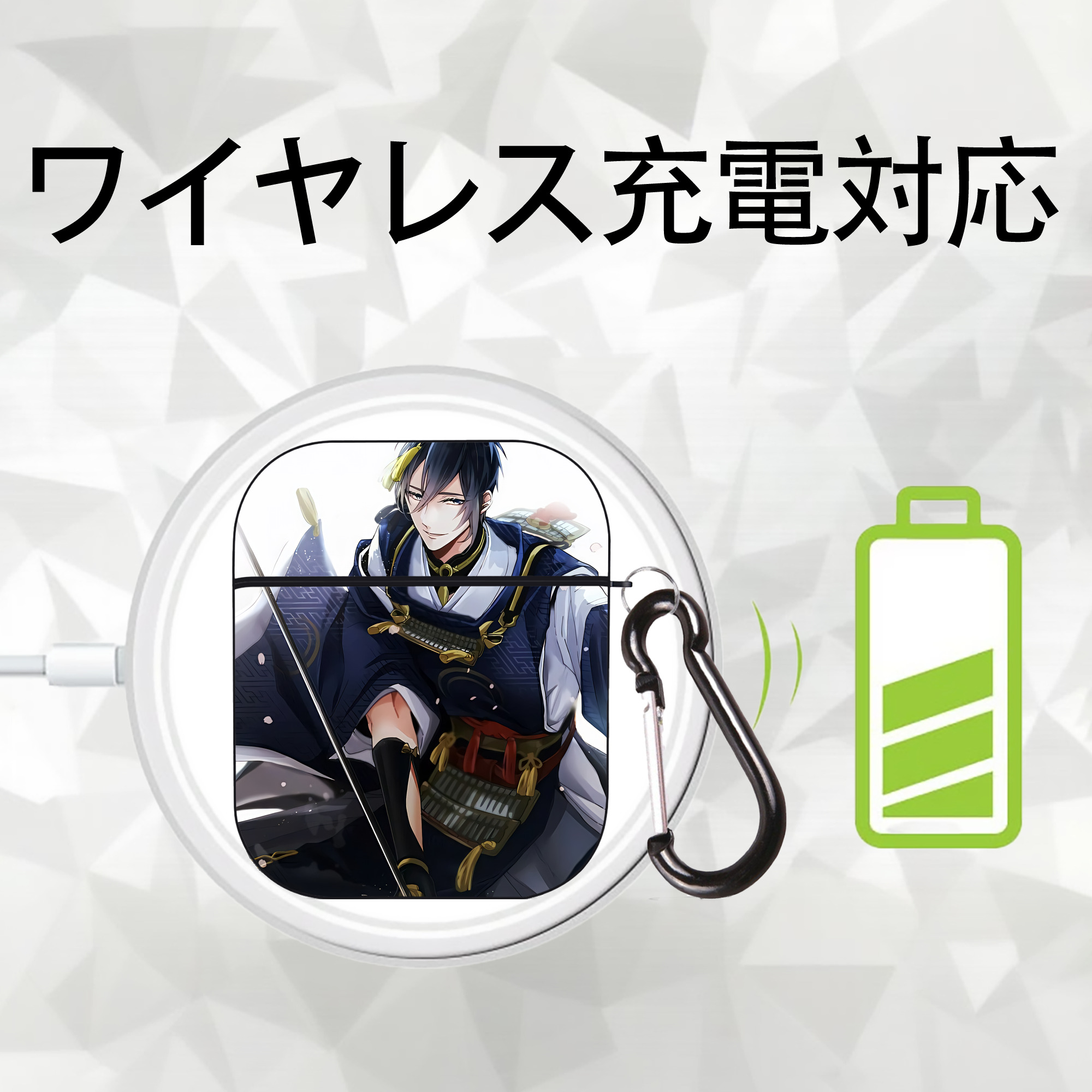 刀剣乱舞 Touken Ranbu AirPods 第2世代保護ケース ハードシェル ブラック 耐衝撃・防指紋・カラビナ付き