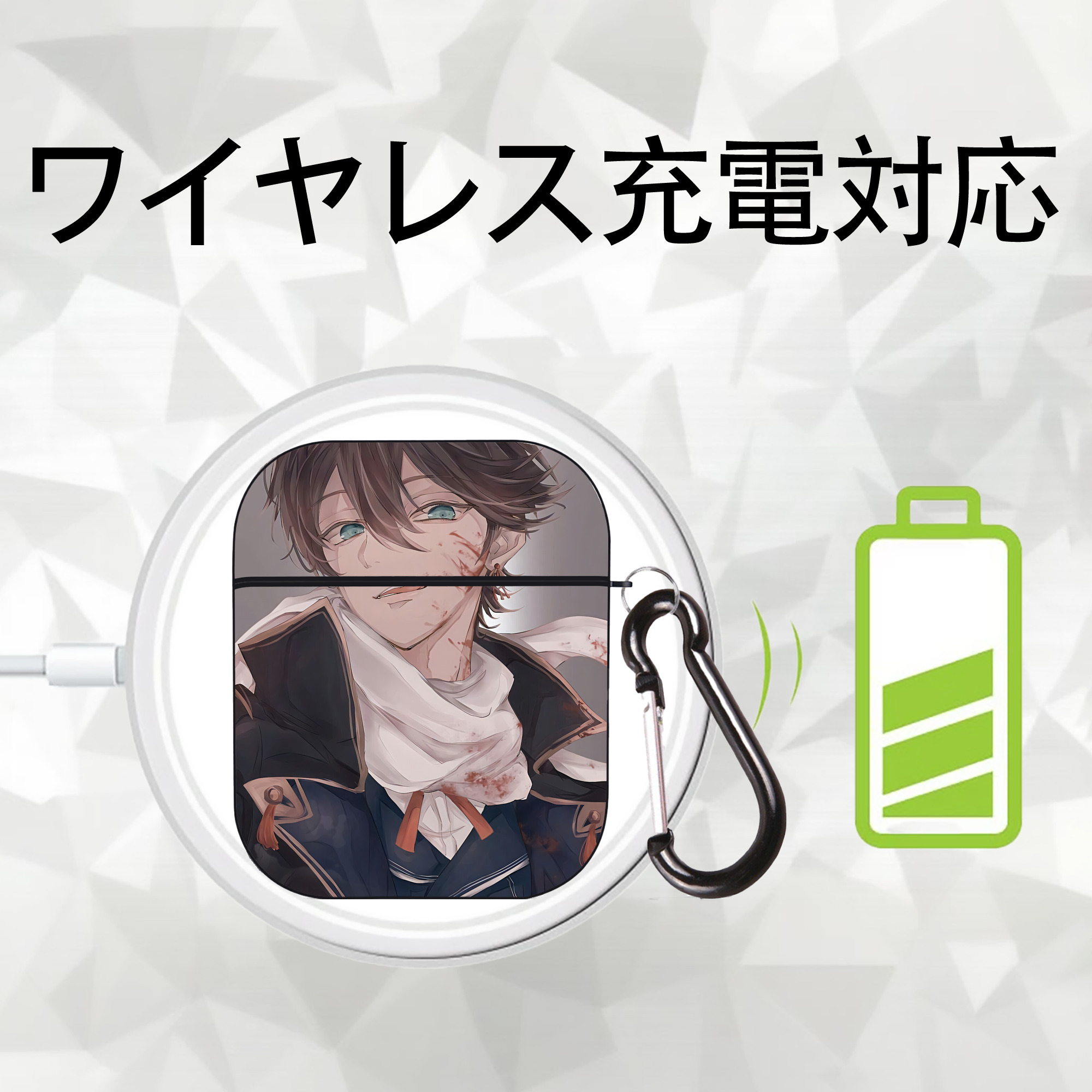 刀剣乱舞 Touken Ranbu AirPods 第2世代保護ケース ハードシェル ブラック 耐衝撃・防指紋・カラビナ付き