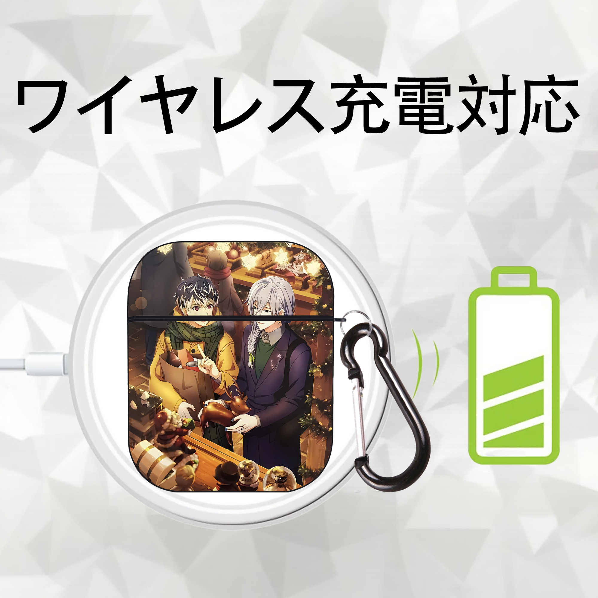 刀剣乱舞 Touken Ranbu AirPods 第2世代保護ケース ハードシェル ブラック 耐衝撃・防指紋・カラビナ付き