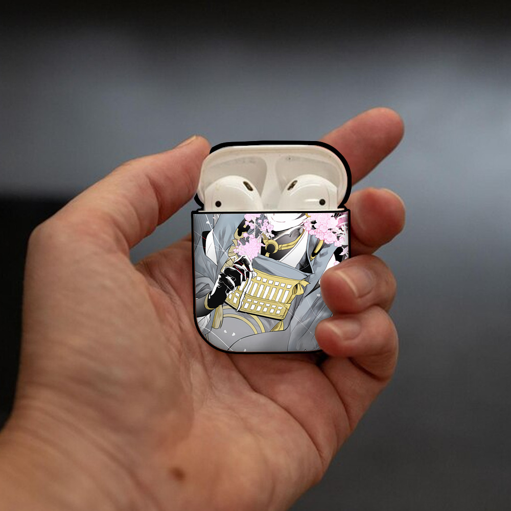 刀剣乱舞 Touken Ranbu AirPods 第2世代保護ケース ハードシェル ブラック 耐衝撃・防指紋・カラビナ付き