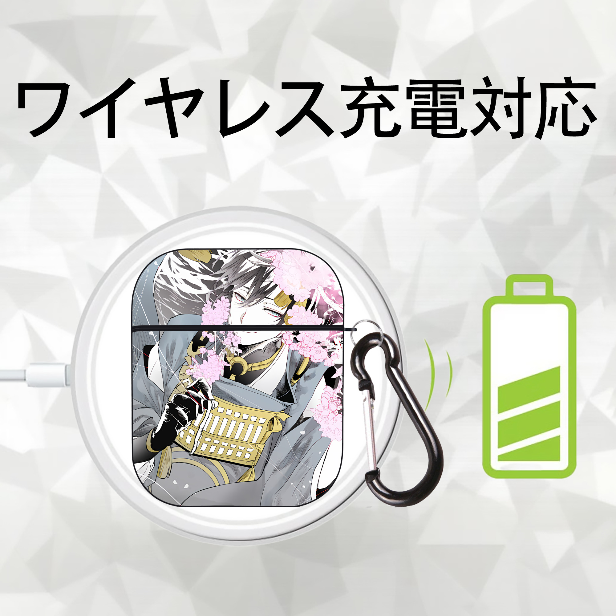 刀剣乱舞 Touken Ranbu AirPods 第2世代保護ケース ハードシェル ブラック 耐衝撃・防指紋・カラビナ付き