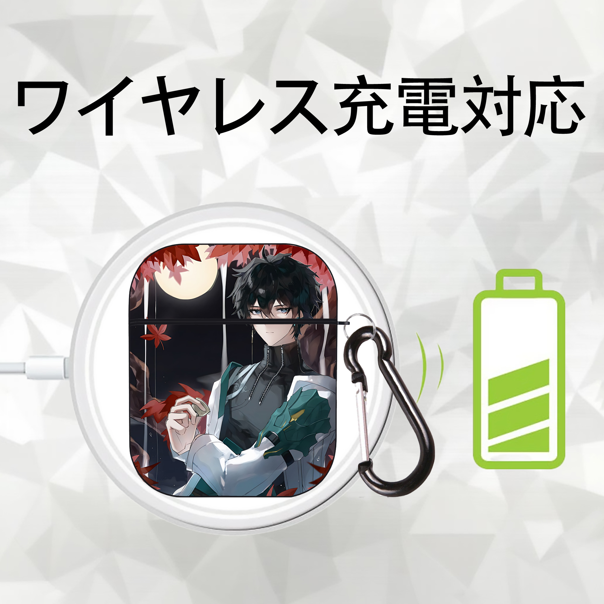 刀剣乱舞 Touken Ranbu AirPods 第2世代保護ケース ハードシェル ブラック 耐衝撃・防指紋・カラビナ付き