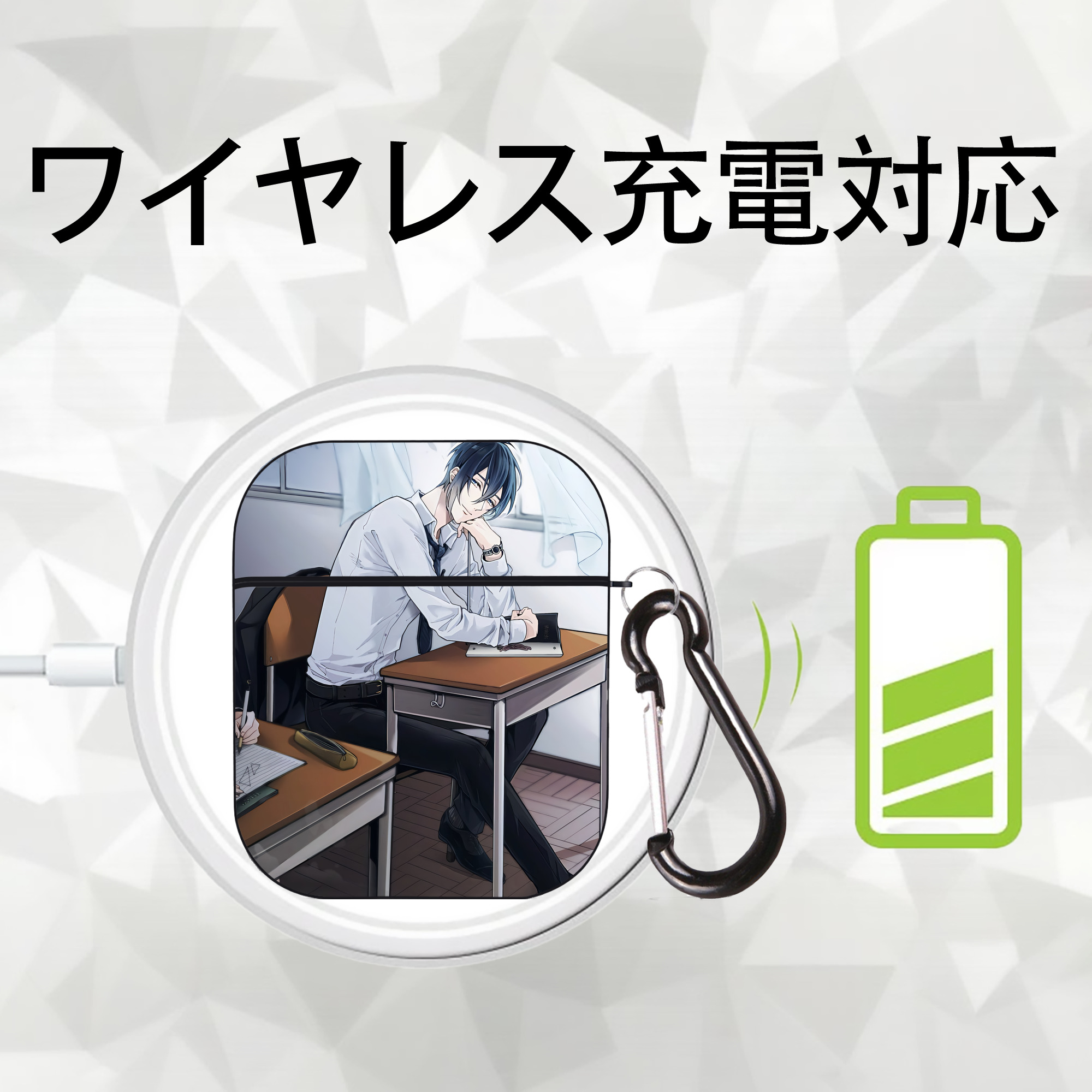 刀剣乱舞 Touken Ranbu AirPods 第2世代保護ケース ハードシェル ブラック 耐衝撃・防指紋・カラビナ付き