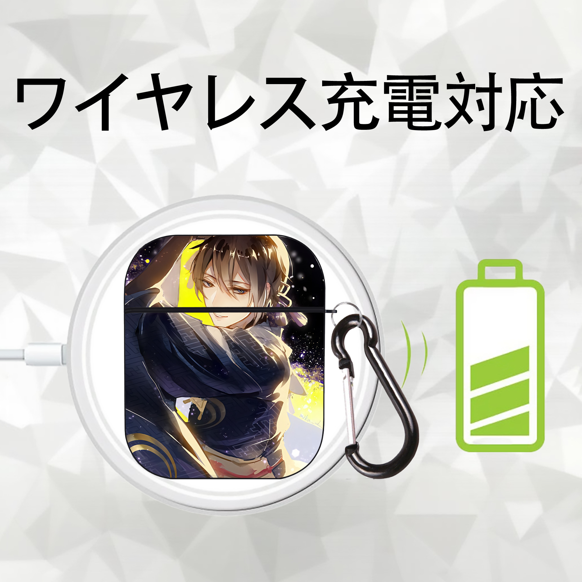 刀剣乱舞 Touken Ranbu AirPods 第2世代保護ケース ハードシェル ブラック 耐衝撃・防指紋・カラビナ付き