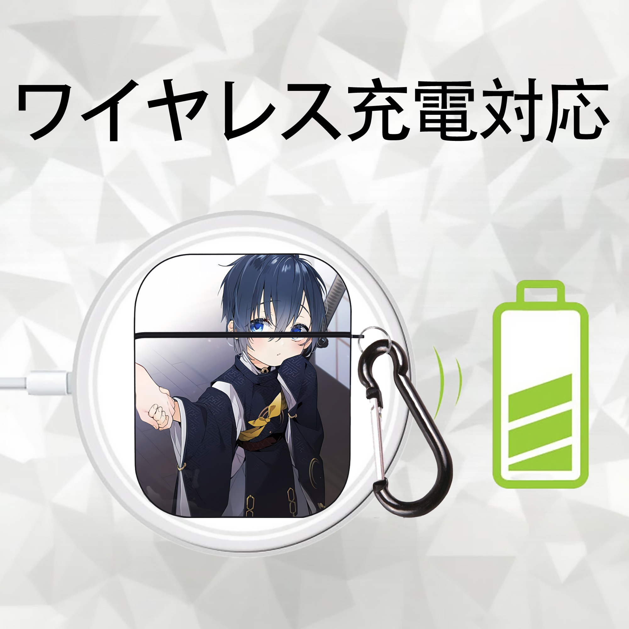 刀剣乱舞 Touken Ranbu AirPods 第2世代保護ケース ハードシェル ブラック 耐衝撃・防指紋・カラビナ付き