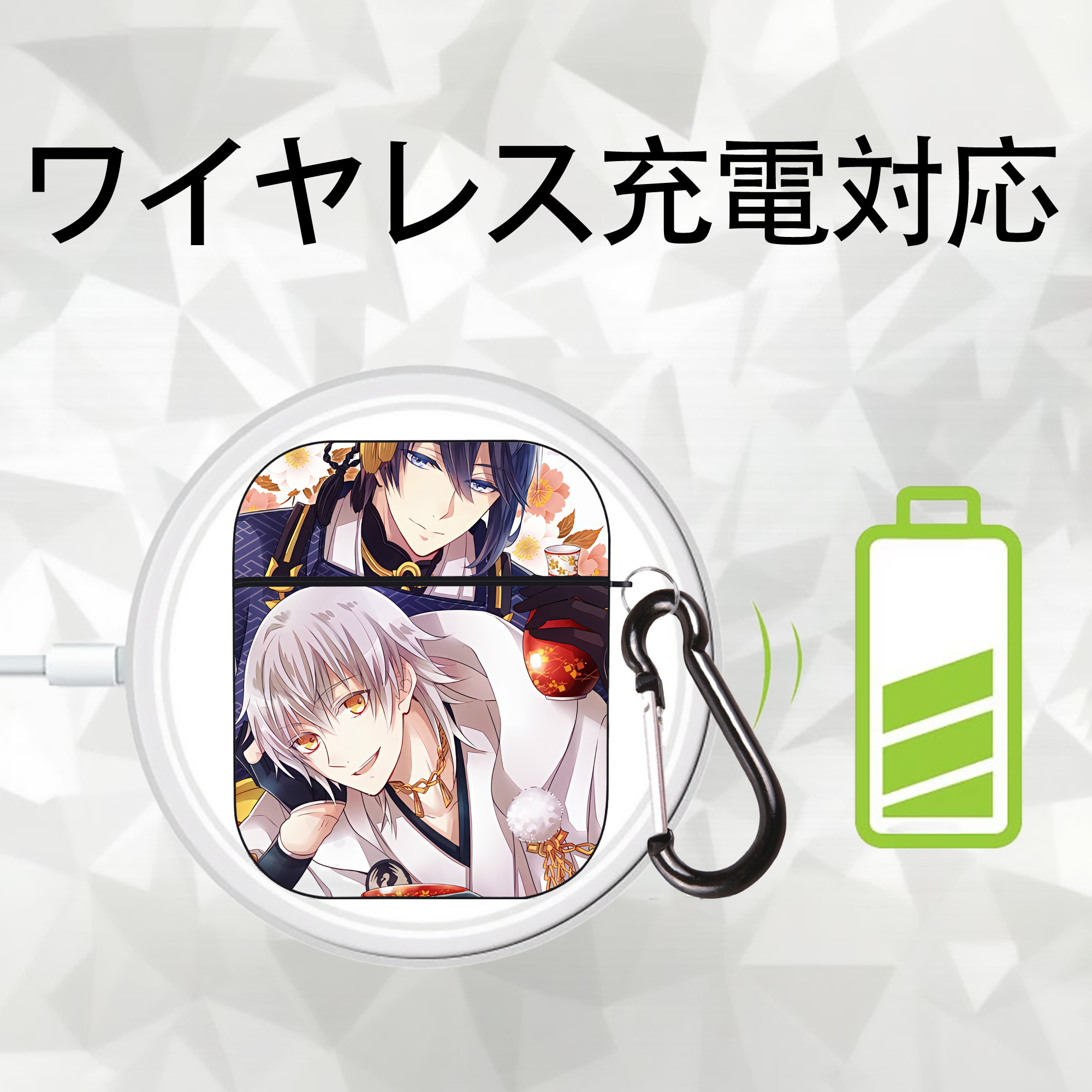 刀剣乱舞 Touken Ranbu AirPods 第2世代保護ケース ハードシェル ブラック 耐衝撃・防指紋・カラビナ付き