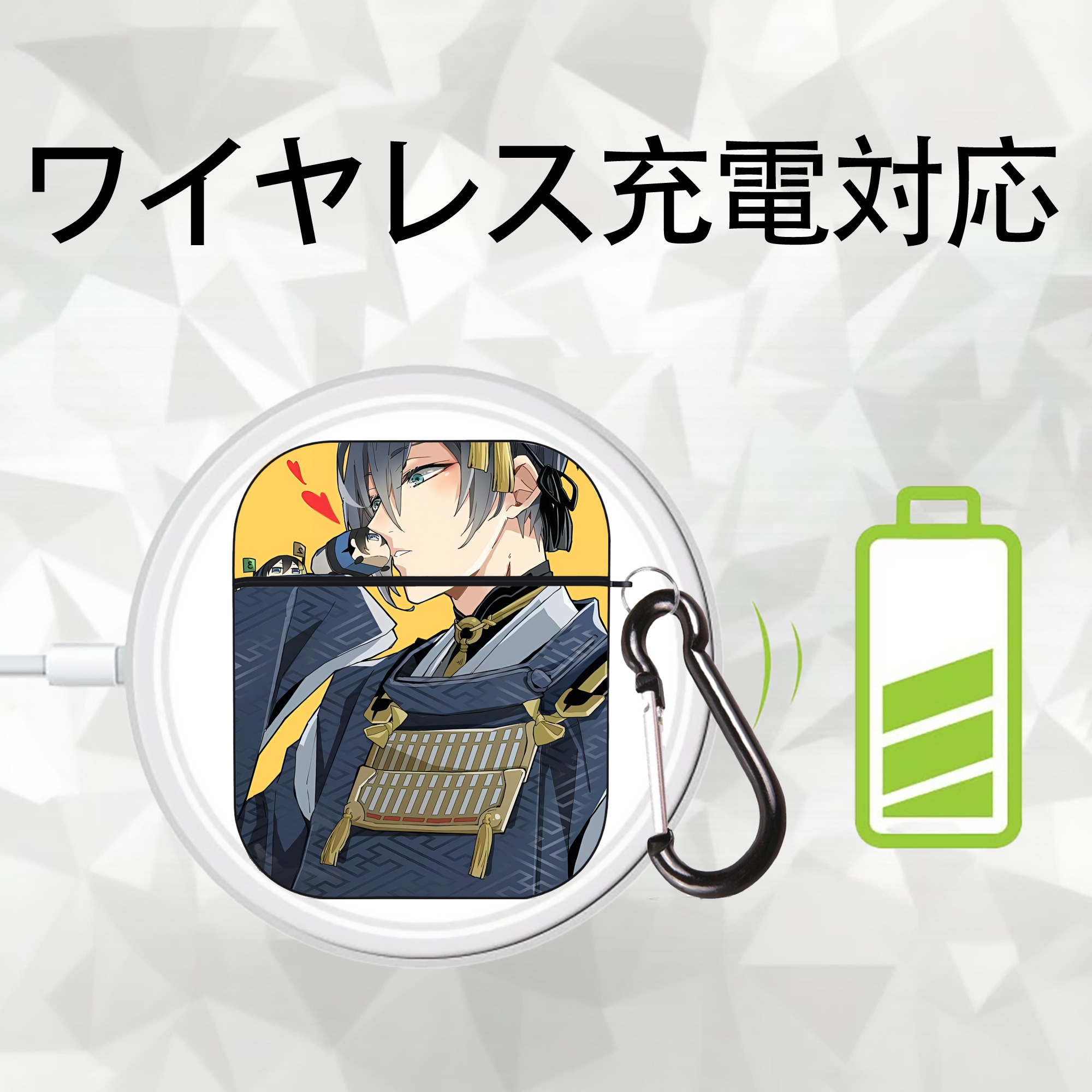 刀剣乱舞 Touken Ranbu AirPods 第2世代保護ケース ハードシェル ブラック 耐衝撃・防指紋・カラビナ付き