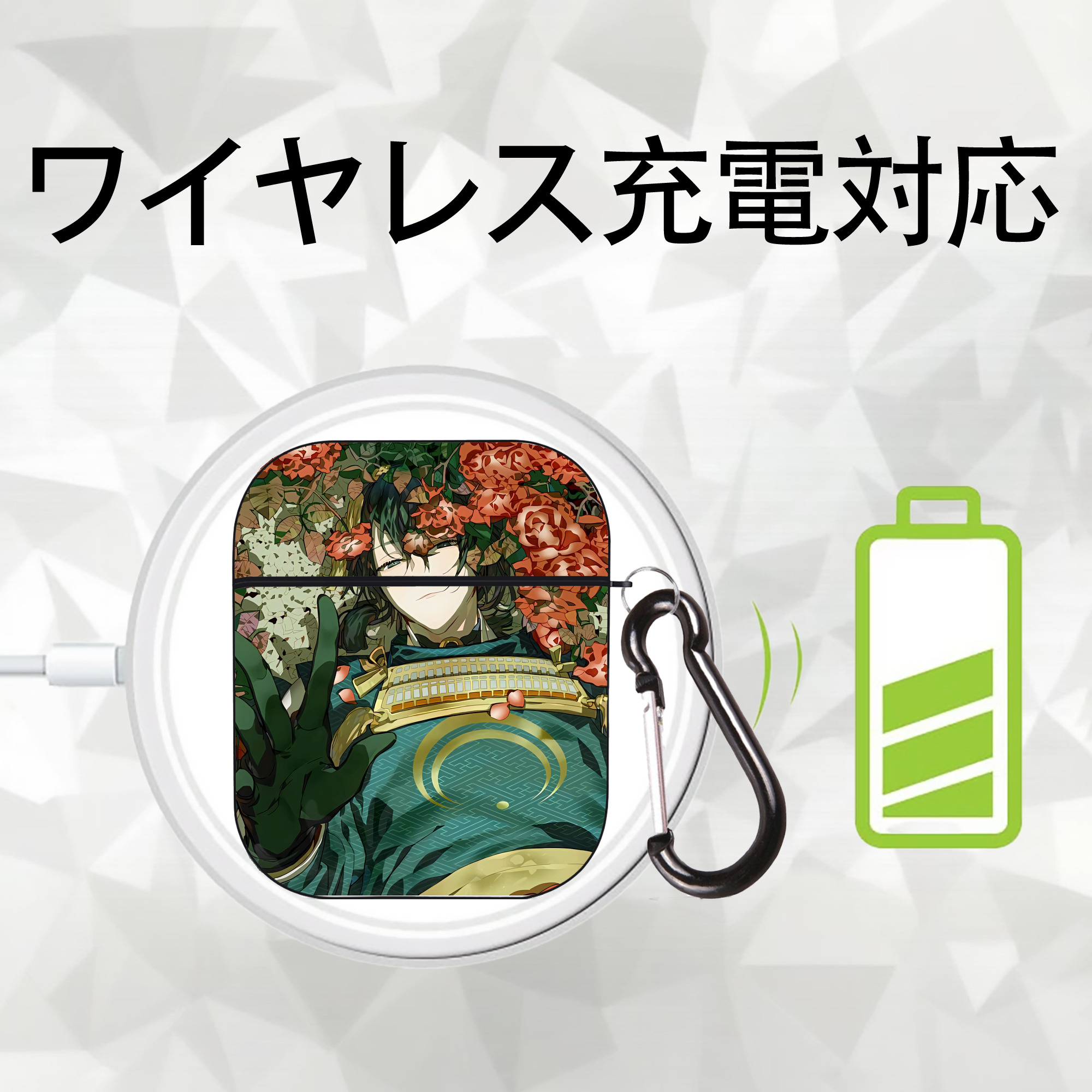 刀剣乱舞 Touken Ranbu AirPods 第2世代保護ケース ハードシェル ブラック 耐衝撃・防指紋・カラビナ付き