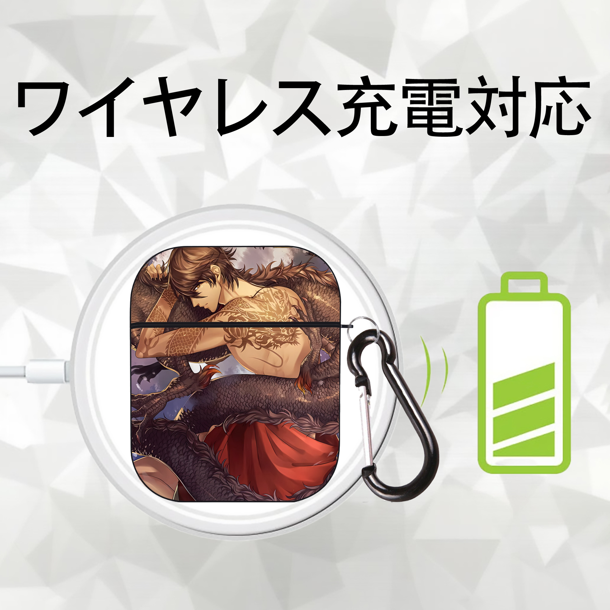 刀剣乱舞 Touken Ranbu AirPods 第2世代保護ケース ハードシェル ブラック 耐衝撃・防指紋・カラビナ付き