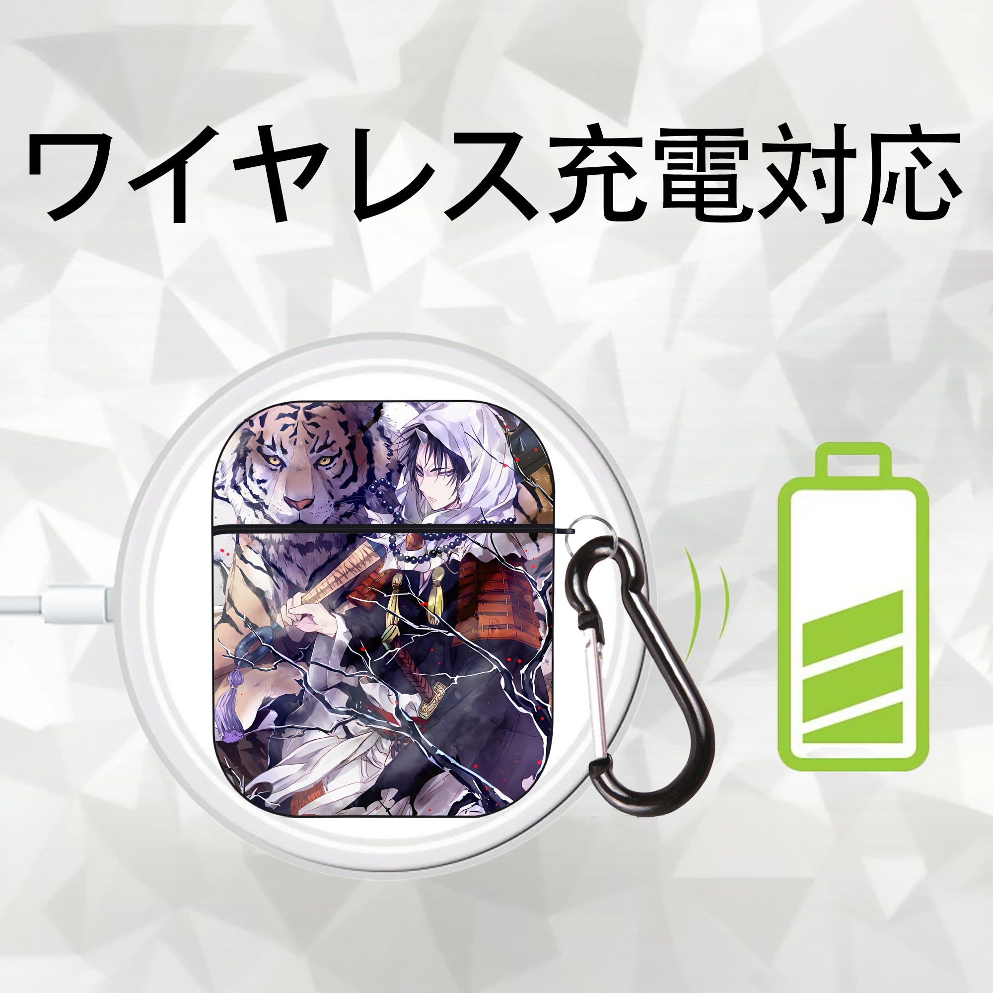 刀剣乱舞 Touken Ranbu AirPods 第2世代保護ケース ハードシェル ブラック 耐衝撃・防指紋・カラビナ付き