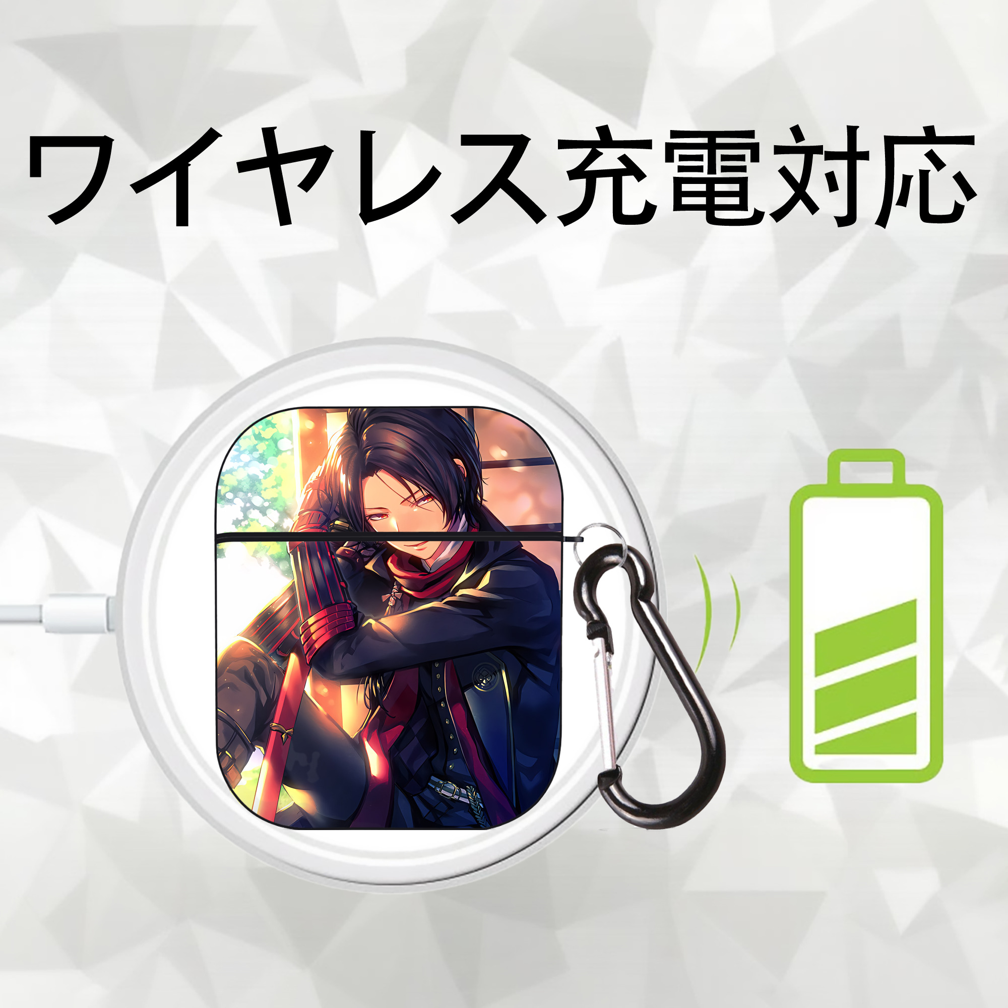 刀剣乱舞 Touken Ranbu AirPods 第2世代保護ケース ハードシェル ブラック 耐衝撃・防指紋・カラビナ付き