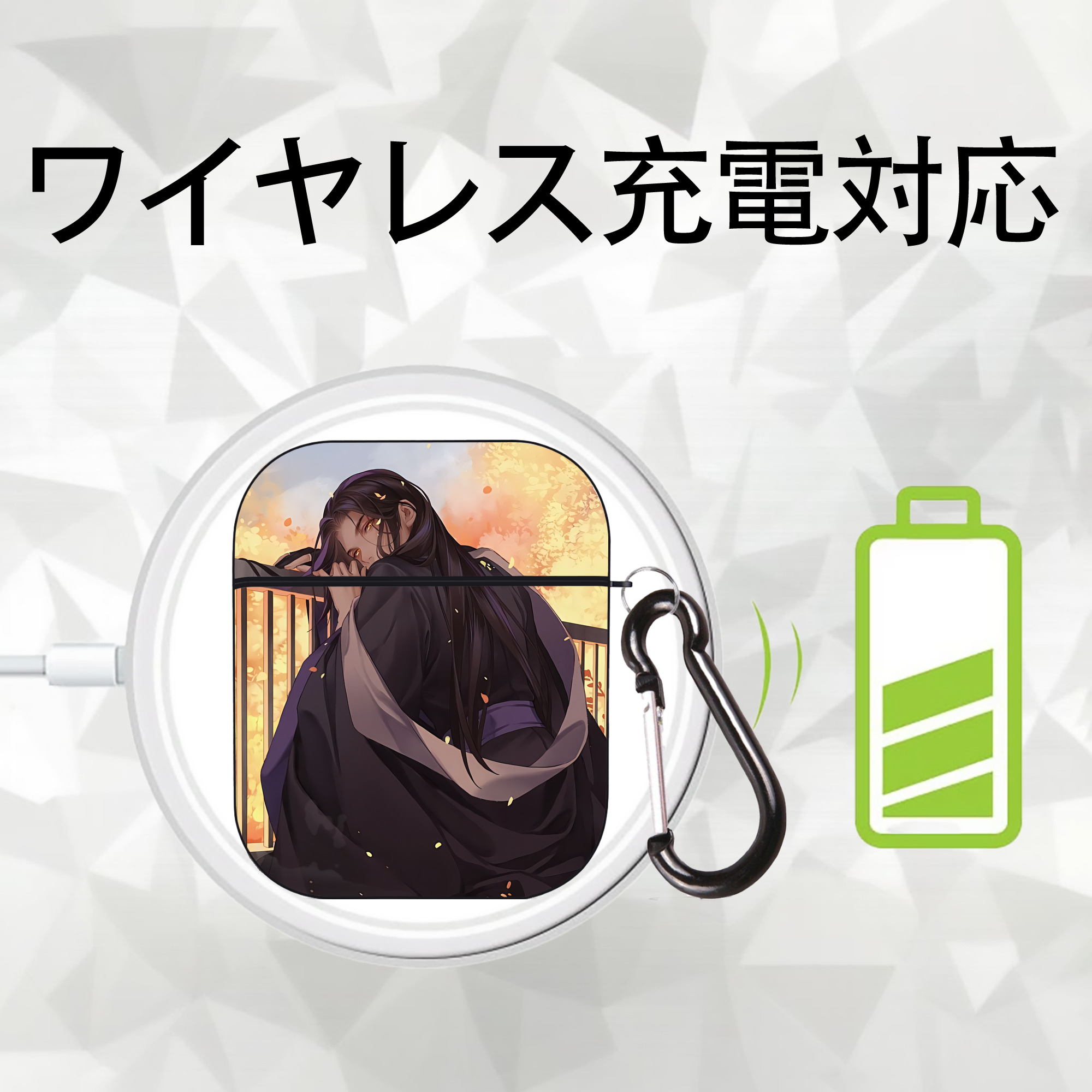 刀剣乱舞 Touken Ranbu AirPods 第2世代保護ケース ハードシェル ブラック 耐衝撃・防指紋・カラビナ付き
