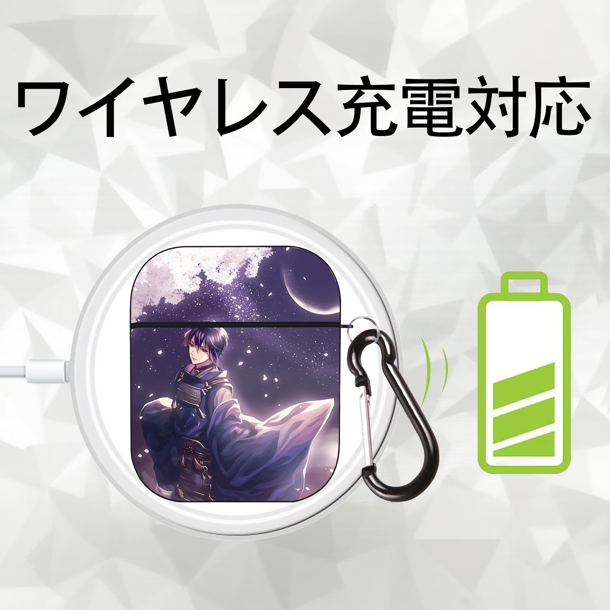 刀剣乱舞 Touken Ranbu AirPods 第2世代保護ケース ハードシェル ブラック 耐衝撃・防指紋・カラビナ付き