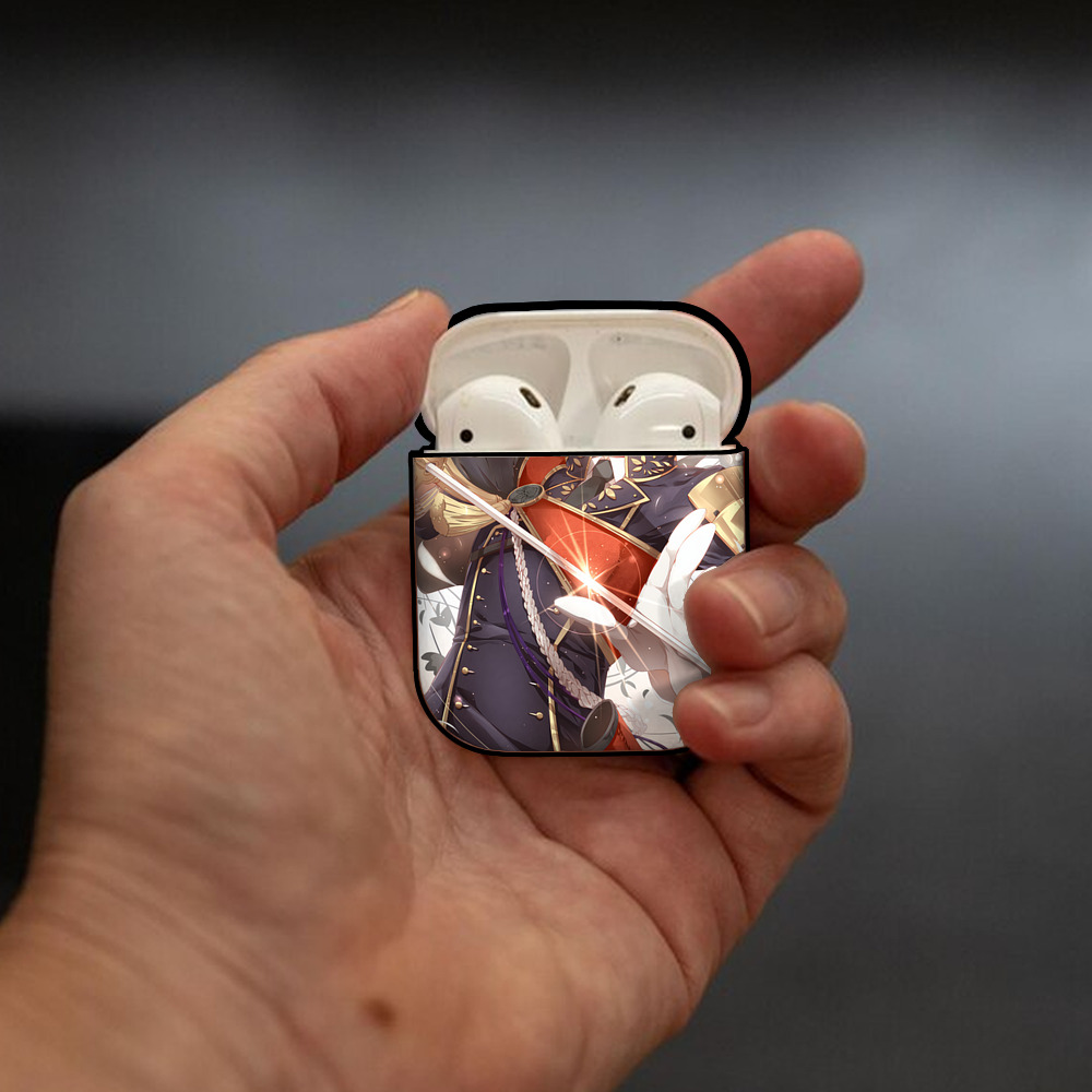 刀剣乱舞 Touken Ranbu AirPods 第2世代保護ケース ハードシェル ブラック 耐衝撃・防指紋・カラビナ付き