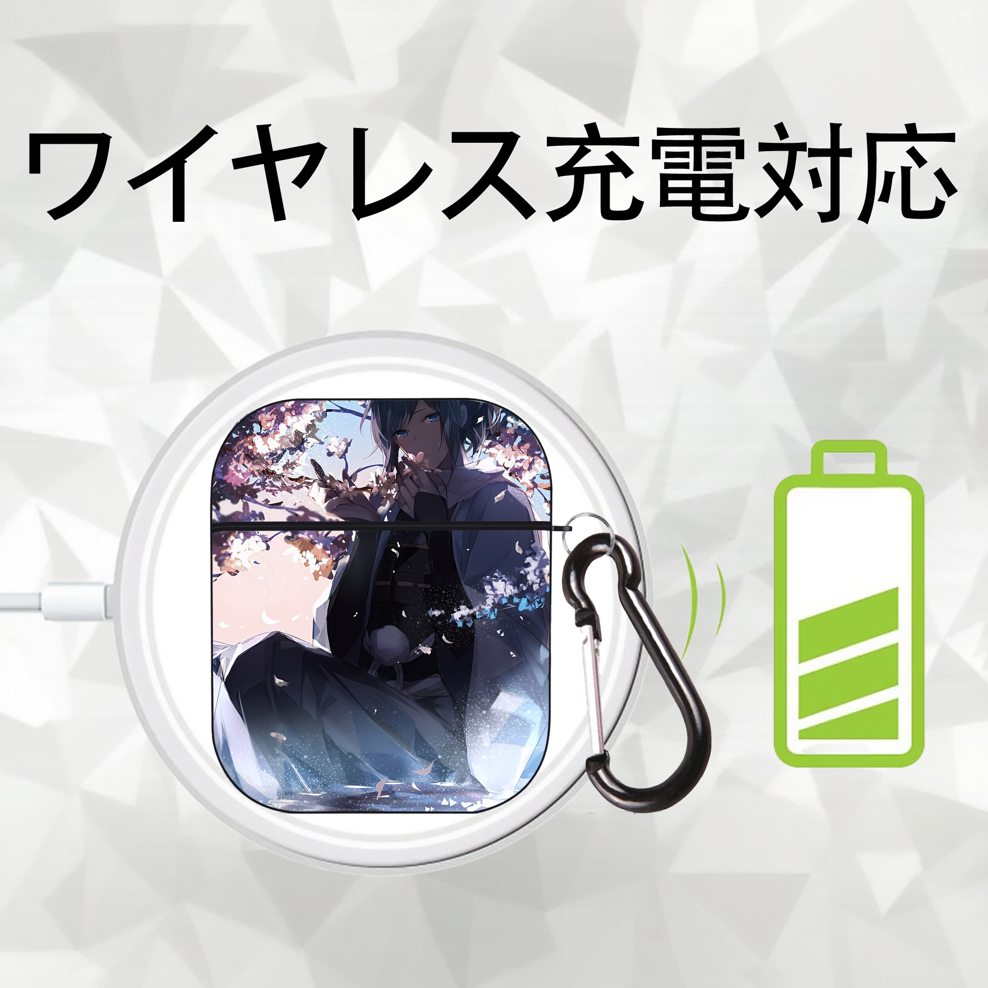 刀剣乱舞 Touken Ranbu AirPods 第2世代保護ケース ハードシェル ブラック 耐衝撃・防指紋・カラビナ付き