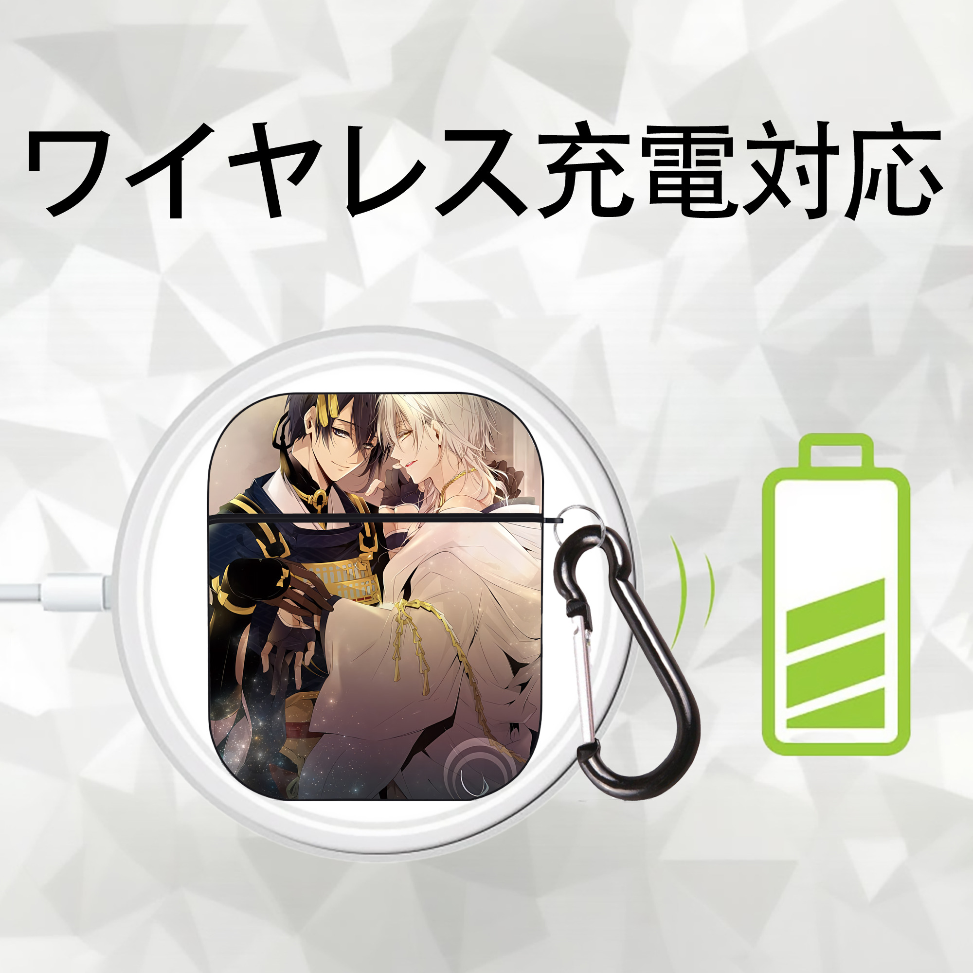 刀剣乱舞 Touken Ranbu AirPods 第2世代保護ケース ハードシェル ブラック 耐衝撃・防指紋・カラビナ付き