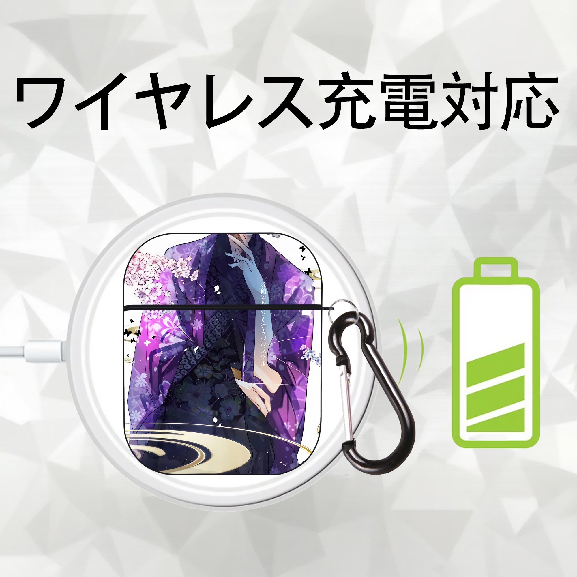 刀剣乱舞 Touken Ranbu AirPods 第2世代保護ケース ハードシェル ブラック 耐衝撃・防指紋・カラビナ付き