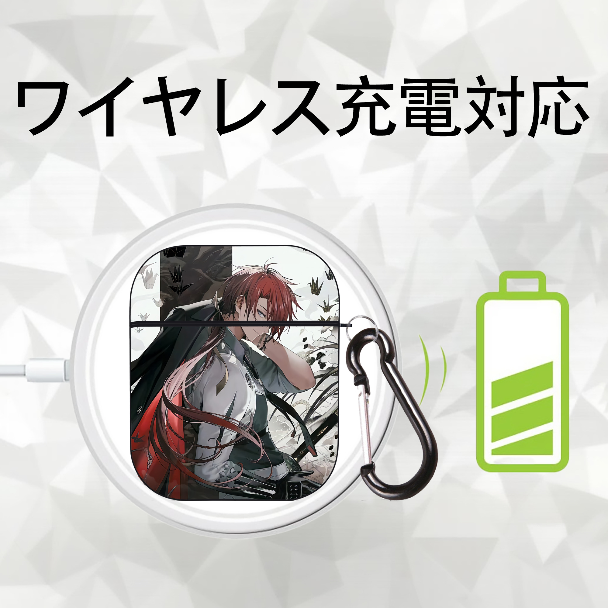 刀剣乱舞 Touken Ranbu AirPods 第2世代保護ケース ハードシェル ブラック 耐衝撃・防指紋・カラビナ付き