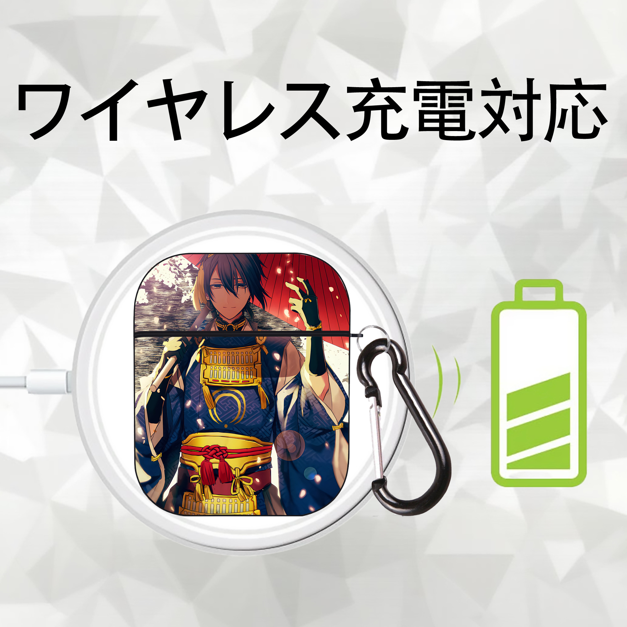 刀剣乱舞 Touken Ranbu AirPods 第2世代保護ケース ハードシェル ブラック 耐衝撃・防指紋・カラビナ付き