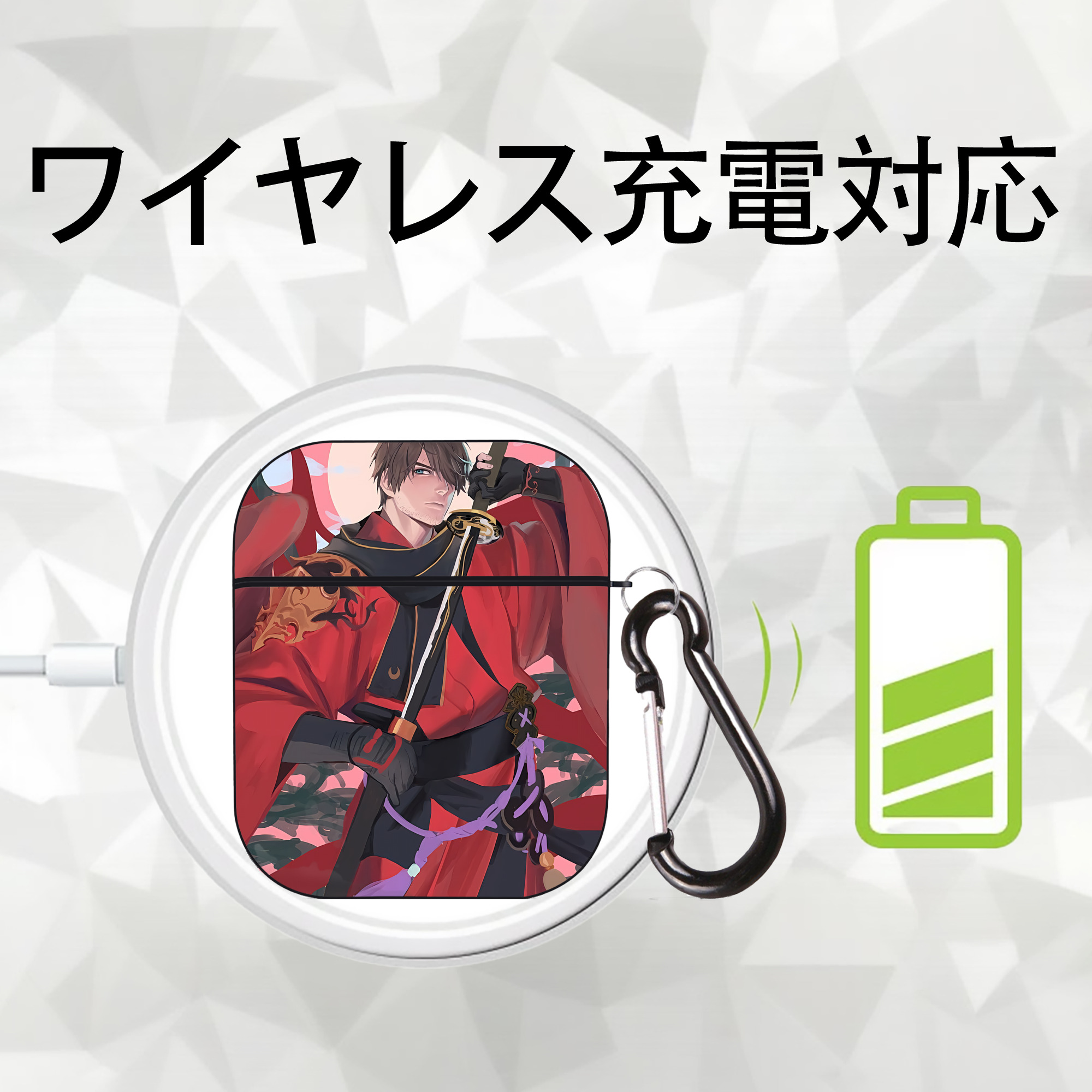 刀剣乱舞 Touken Ranbu AirPods 第2世代保護ケース ハードシェル ブラック 耐衝撃・防指紋・カラビナ付き