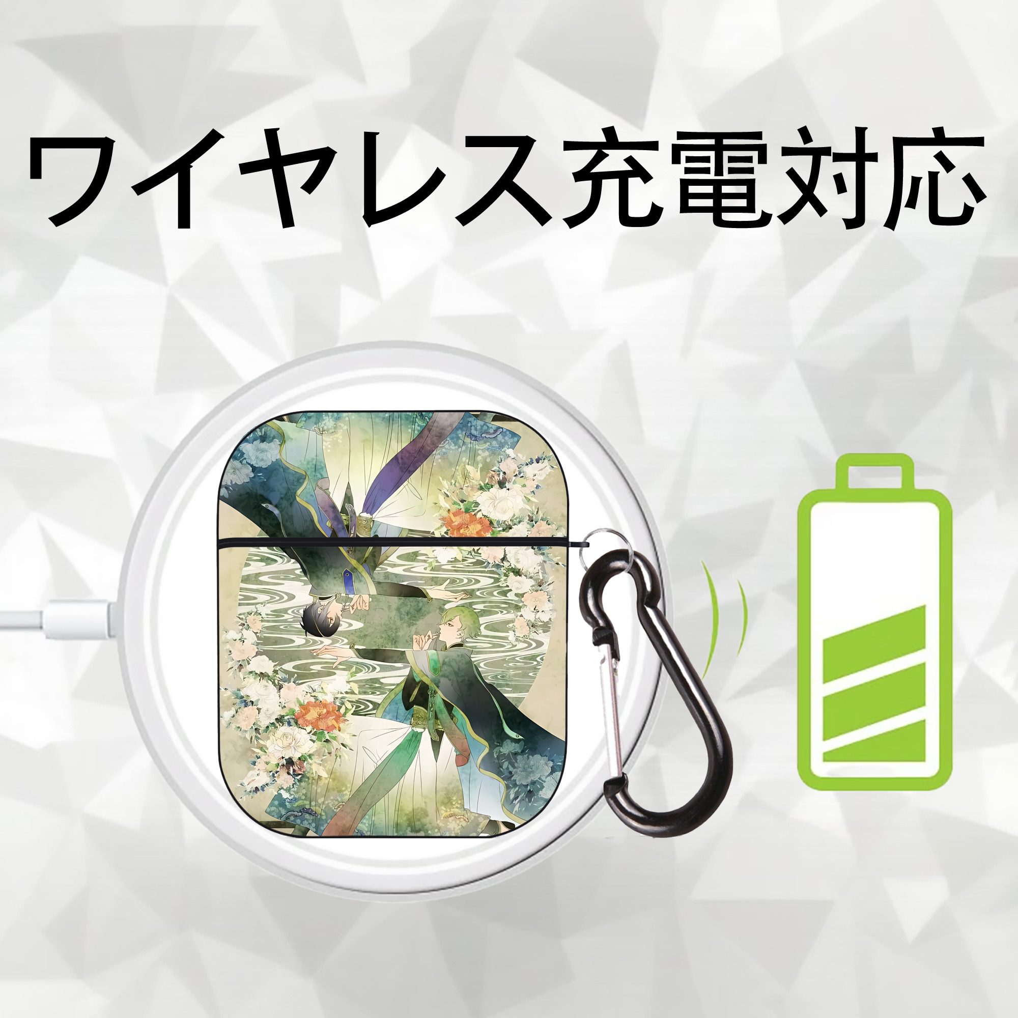 刀剣乱舞 Touken Ranbu AirPods 第2世代保護ケース ハードシェル ブラック 耐衝撃・防指紋・カラビナ付き