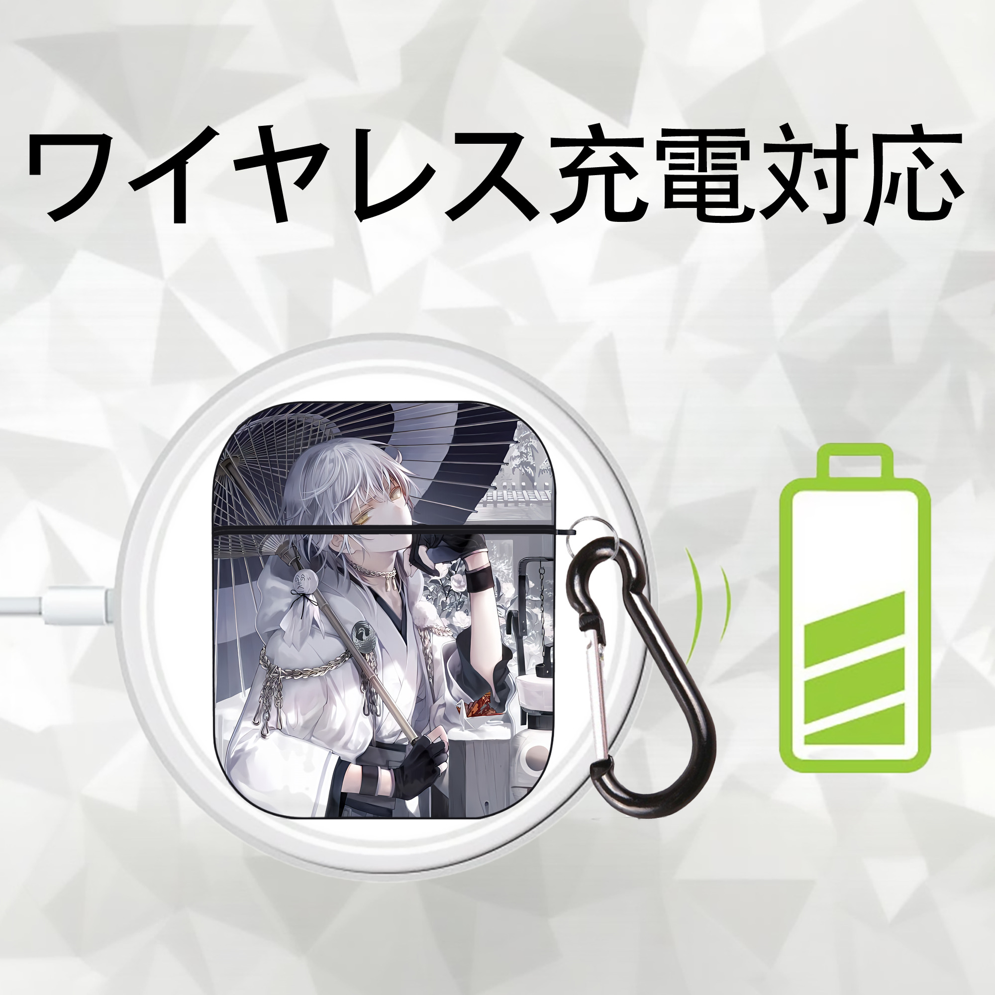 刀剣乱舞 Touken Ranbu AirPods 第2世代保護ケース ハードシェル ブラック 耐衝撃・防指紋・カラビナ付き