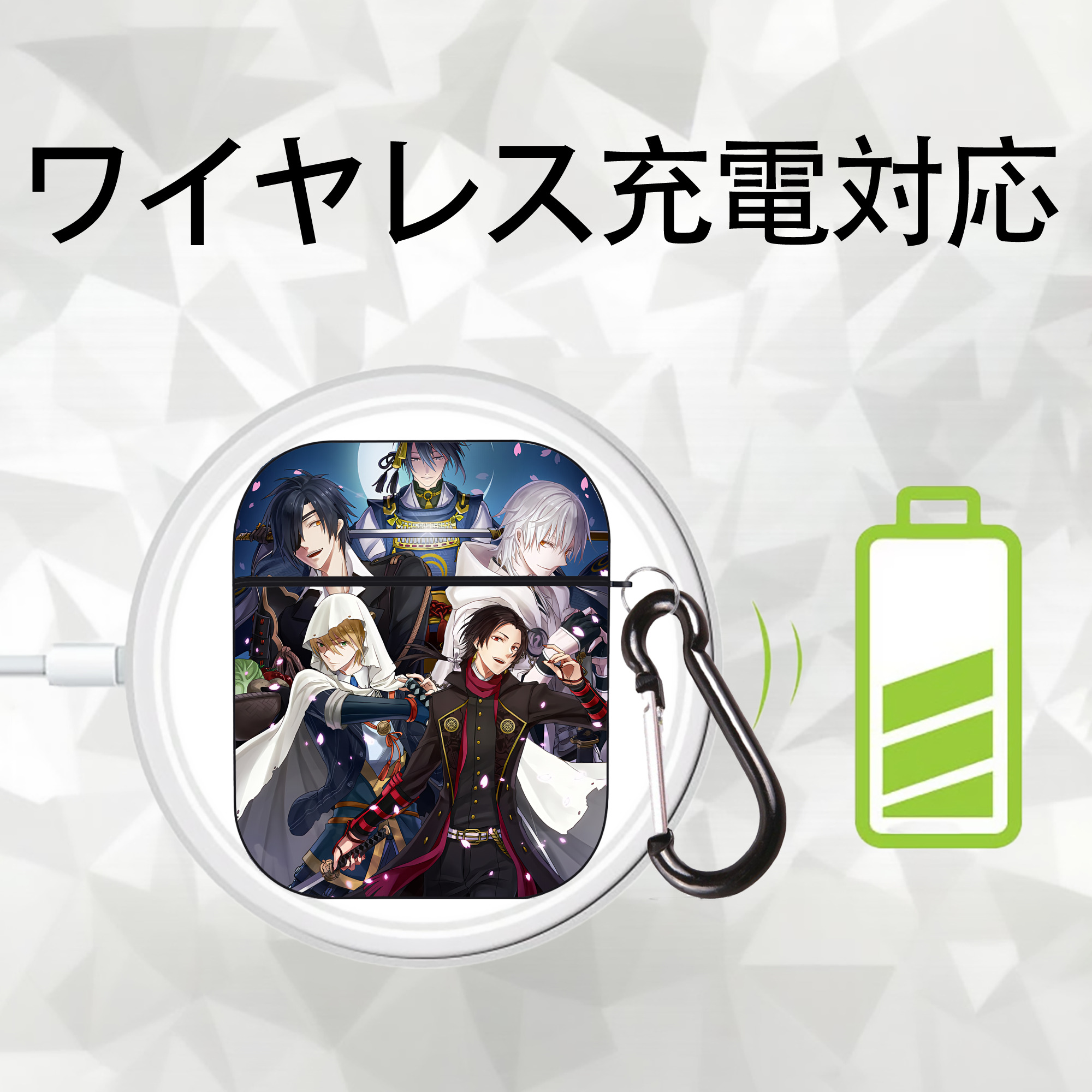刀剣乱舞 Touken Ranbu AirPods 第2世代保護ケース ハードシェル ブラック 耐衝撃・防指紋・カラビナ付き