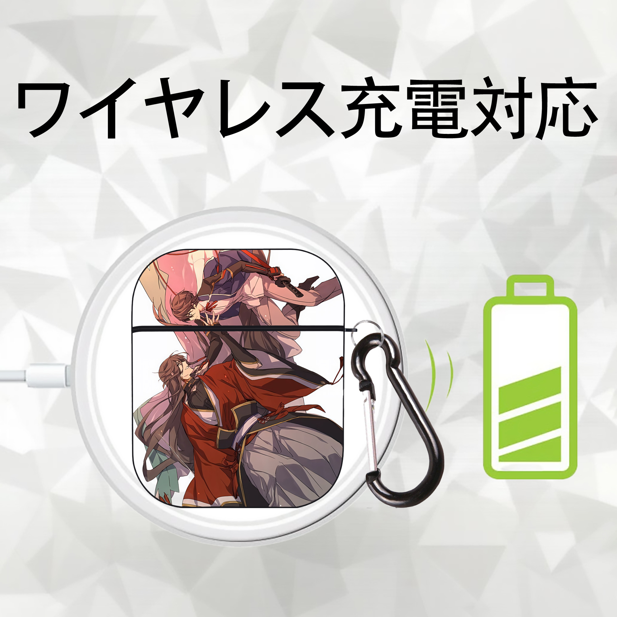 刀剣乱舞 Touken Ranbu AirPods 第2世代保護ケース ハードシェル ブラック 耐衝撃・防指紋・カラビナ付き