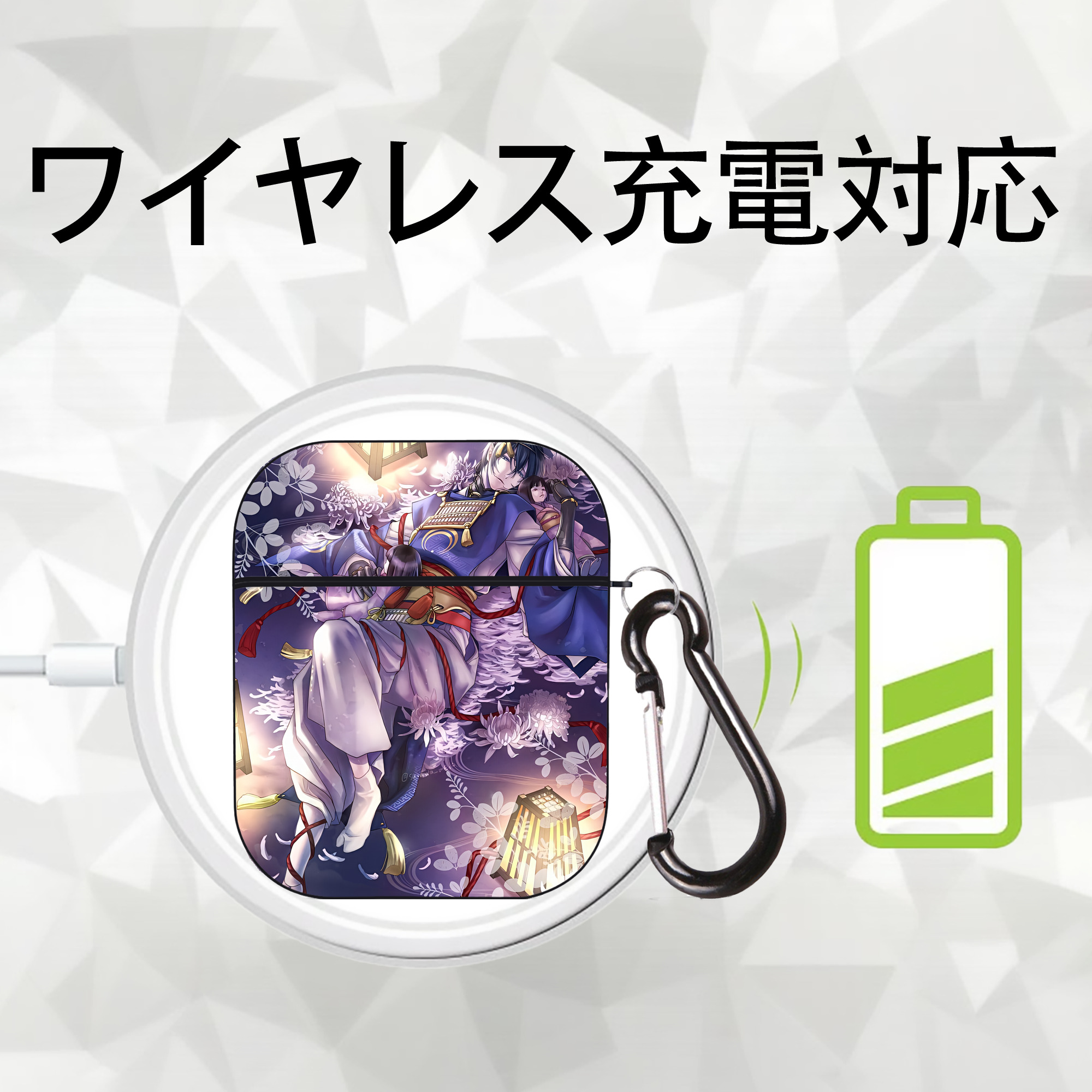 刀剣乱舞 Touken Ranbu AirPods 第2世代保護ケース ハードシェル ブラック 耐衝撃・防指紋・カラビナ付き