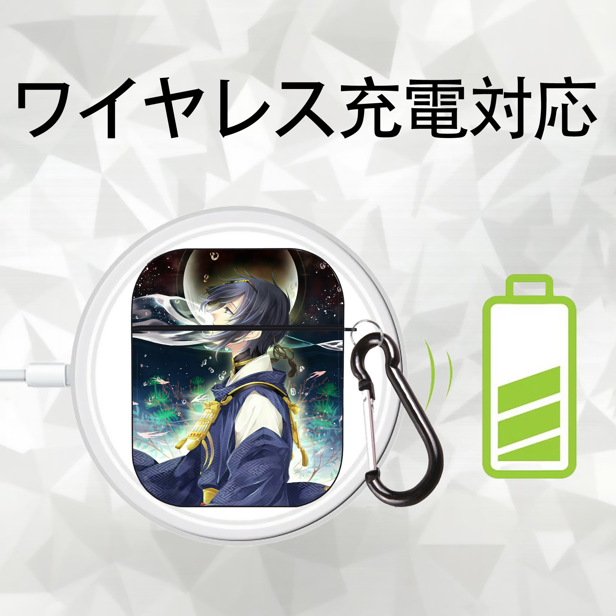 刀剣乱舞 Touken Ranbu AirPods 第2世代保護ケース ハードシェル ブラック 耐衝撃・防指紋・カラビナ付き