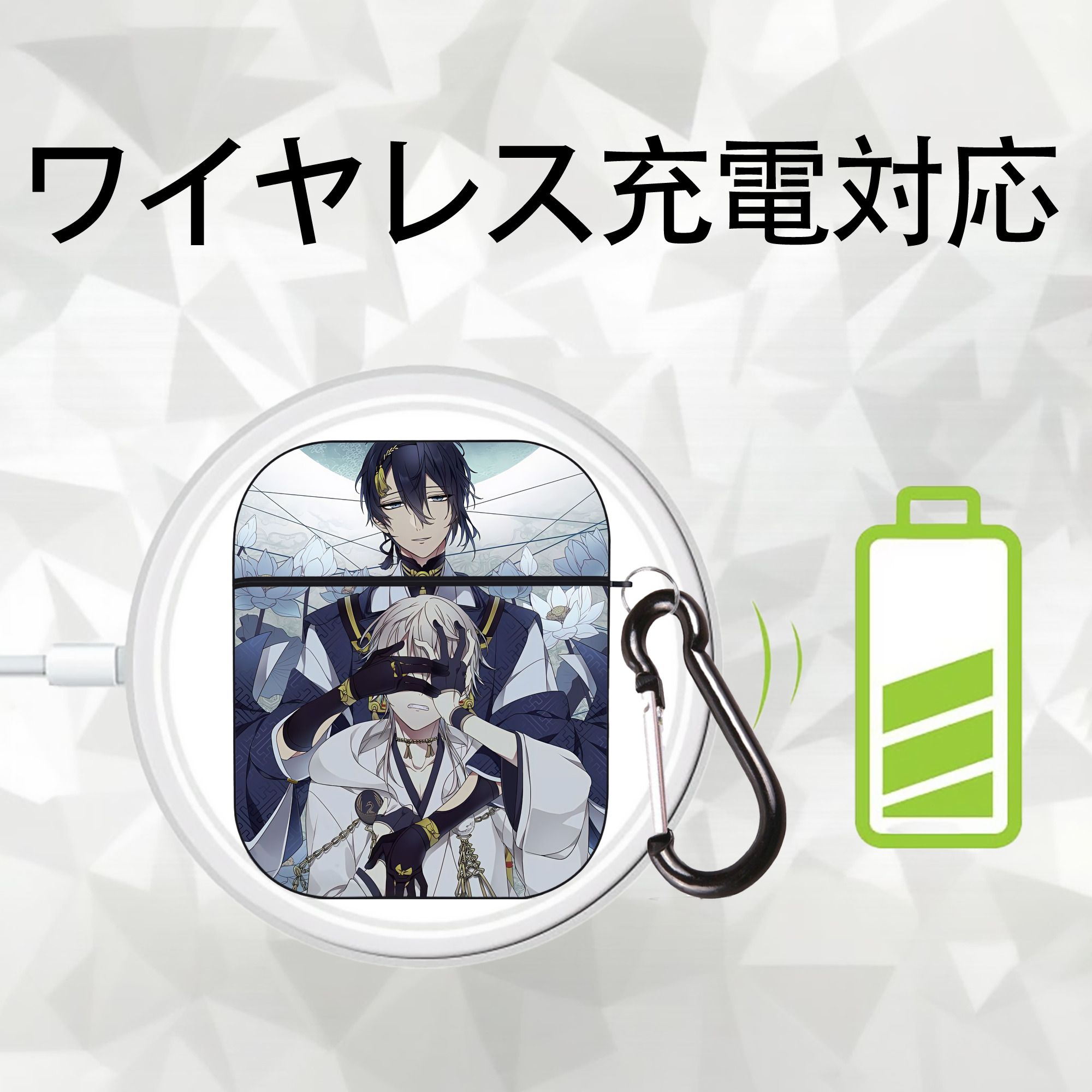 刀剣乱舞 Touken Ranbu AirPods 第2世代保護ケース ハードシェル ブラック 耐衝撃・防指紋・カラビナ付き