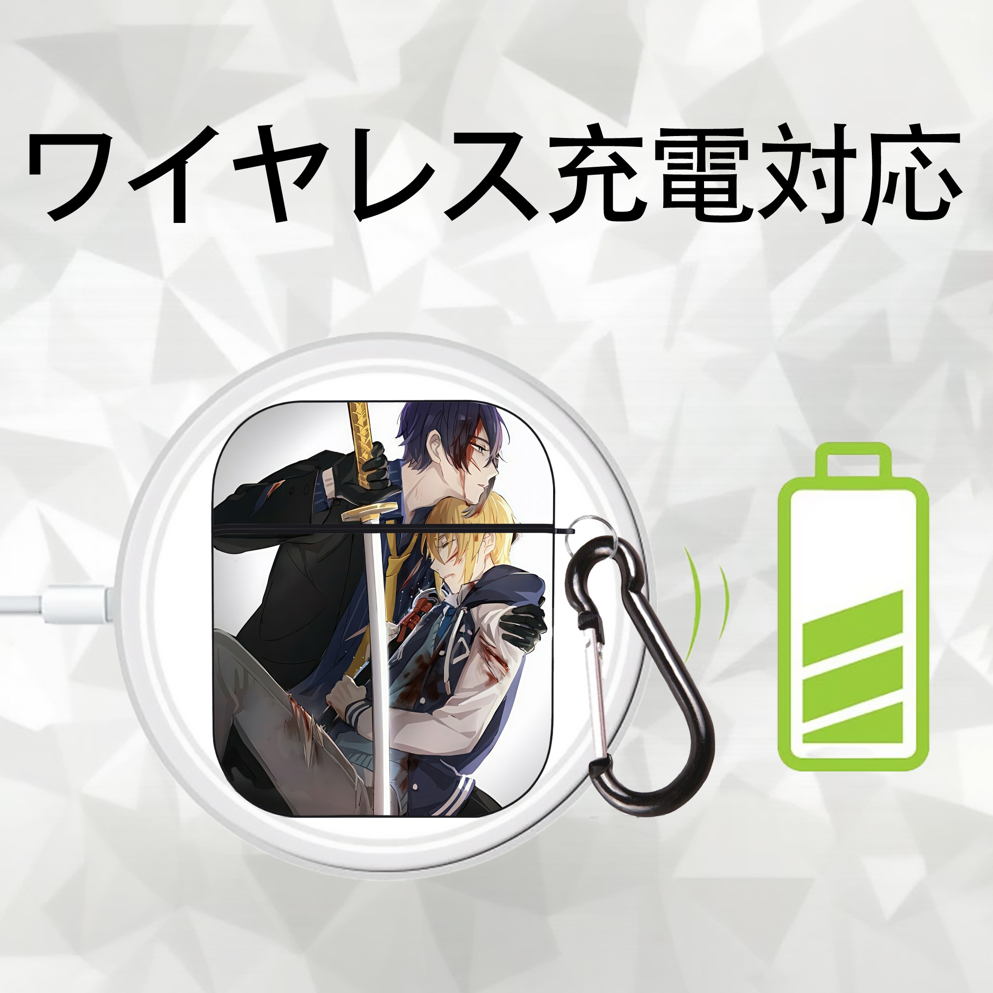 刀剣乱舞 Touken Ranbu AirPods 第2世代保護ケース ハードシェル ブラック 耐衝撃・防指紋・カラビナ付き