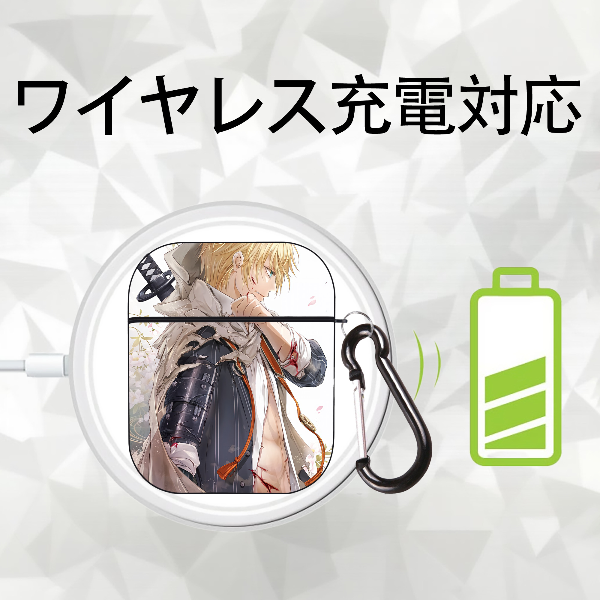 刀剣乱舞 Touken Ranbu AirPods 第2世代保護ケース ハードシェル ブラック 耐衝撃・防指紋・カラビナ付き