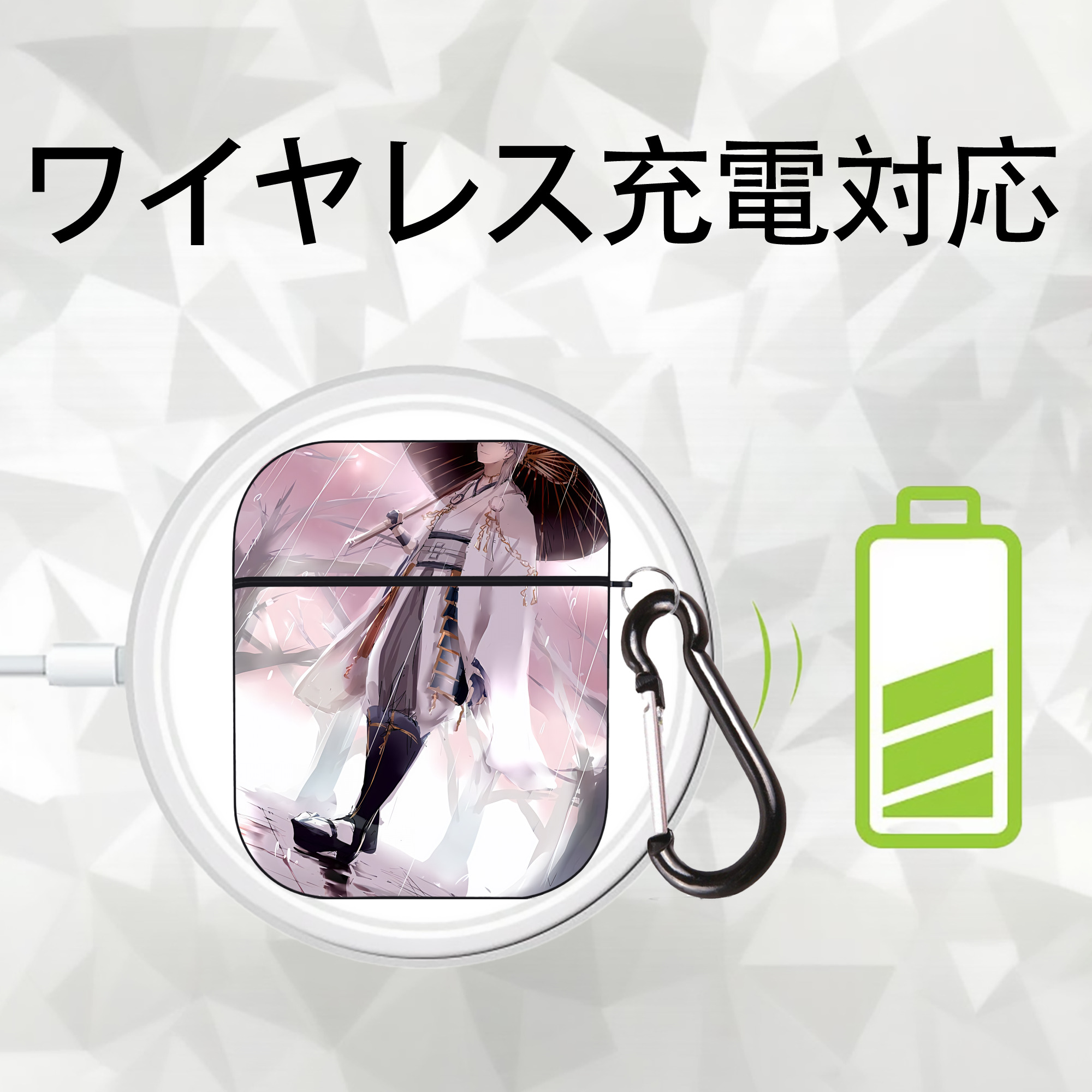 刀剣乱舞 Touken Ranbu AirPods 第2世代保護ケース ハードシェル ブラック 耐衝撃・防指紋・カラビナ付き