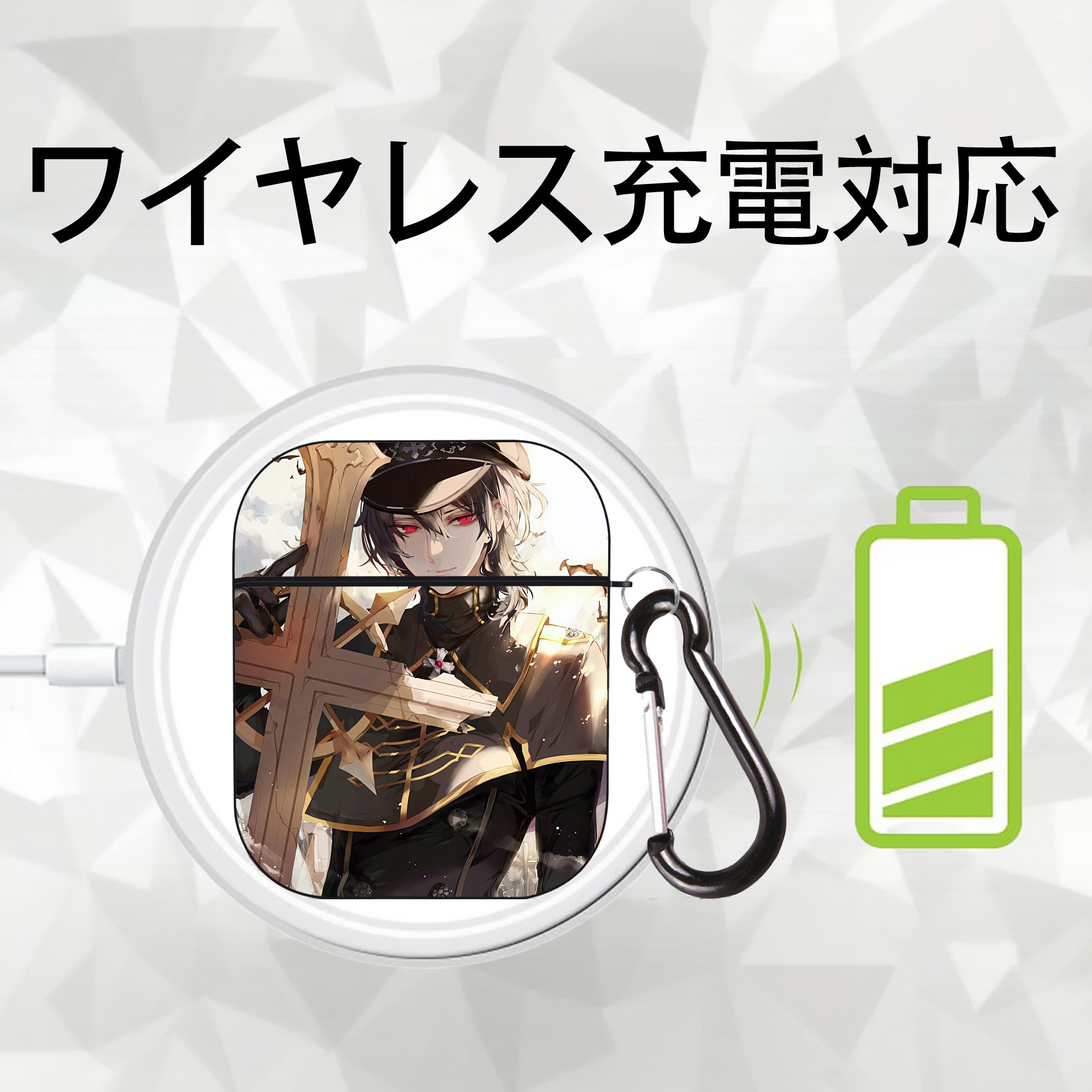 刀剣乱舞 Touken Ranbu AirPods 第2世代保護ケース ハードシェル ブラック 耐衝撃・防指紋・カラビナ付き