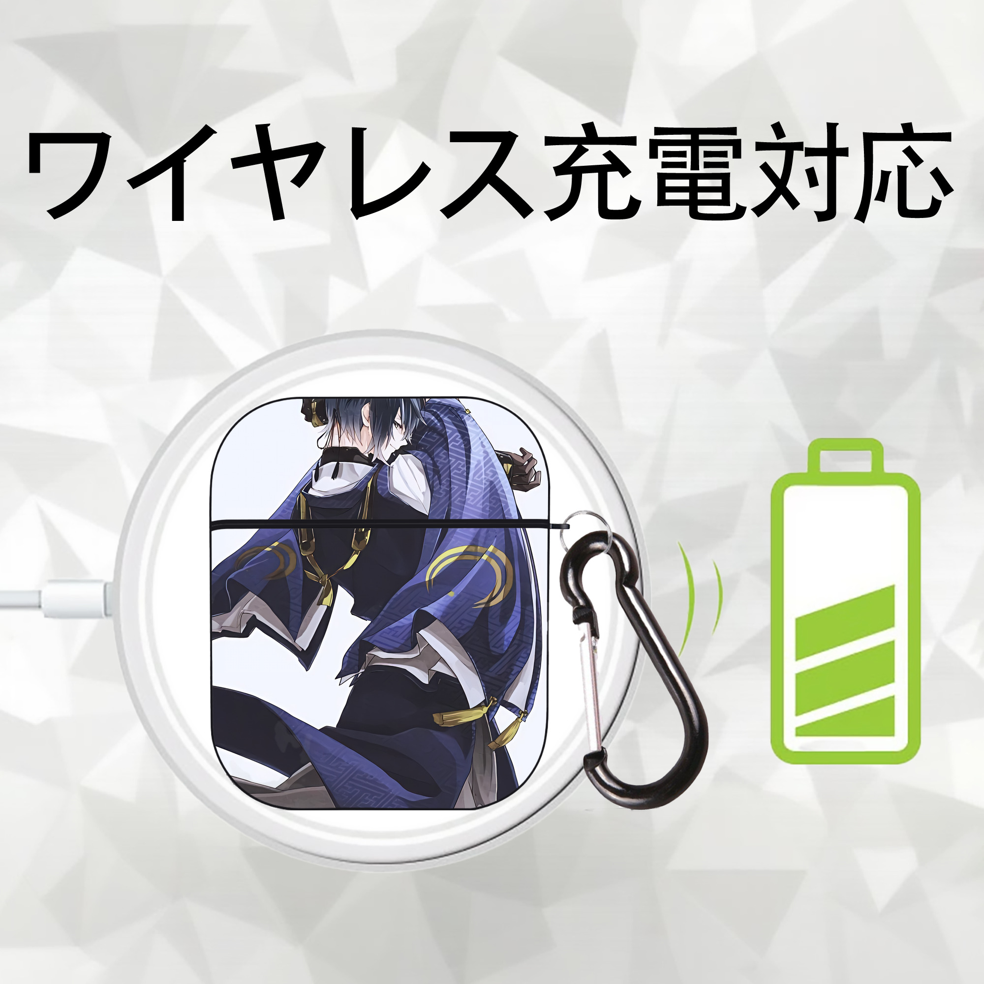 刀剣乱舞 Touken Ranbu AirPods 第2世代保護ケース ハードシェル ブラック 耐衝撃・防指紋・カラビナ付き