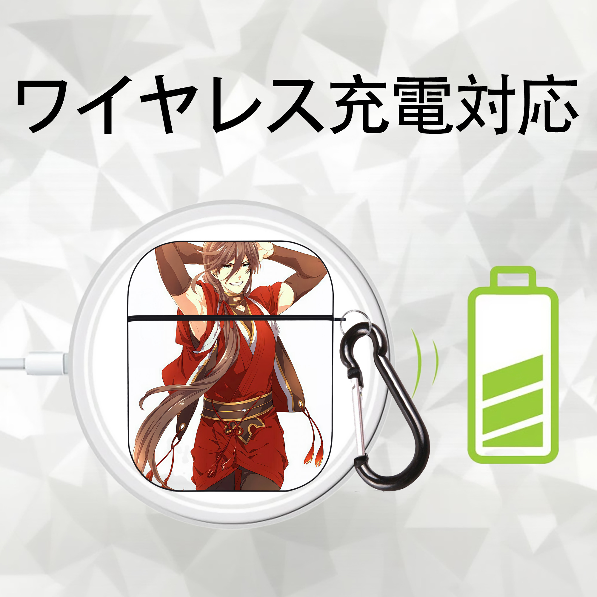 刀剣乱舞 Touken Ranbu AirPods 第2世代保護ケース ハードシェル ブラック 耐衝撃・防指紋・カラビナ付き