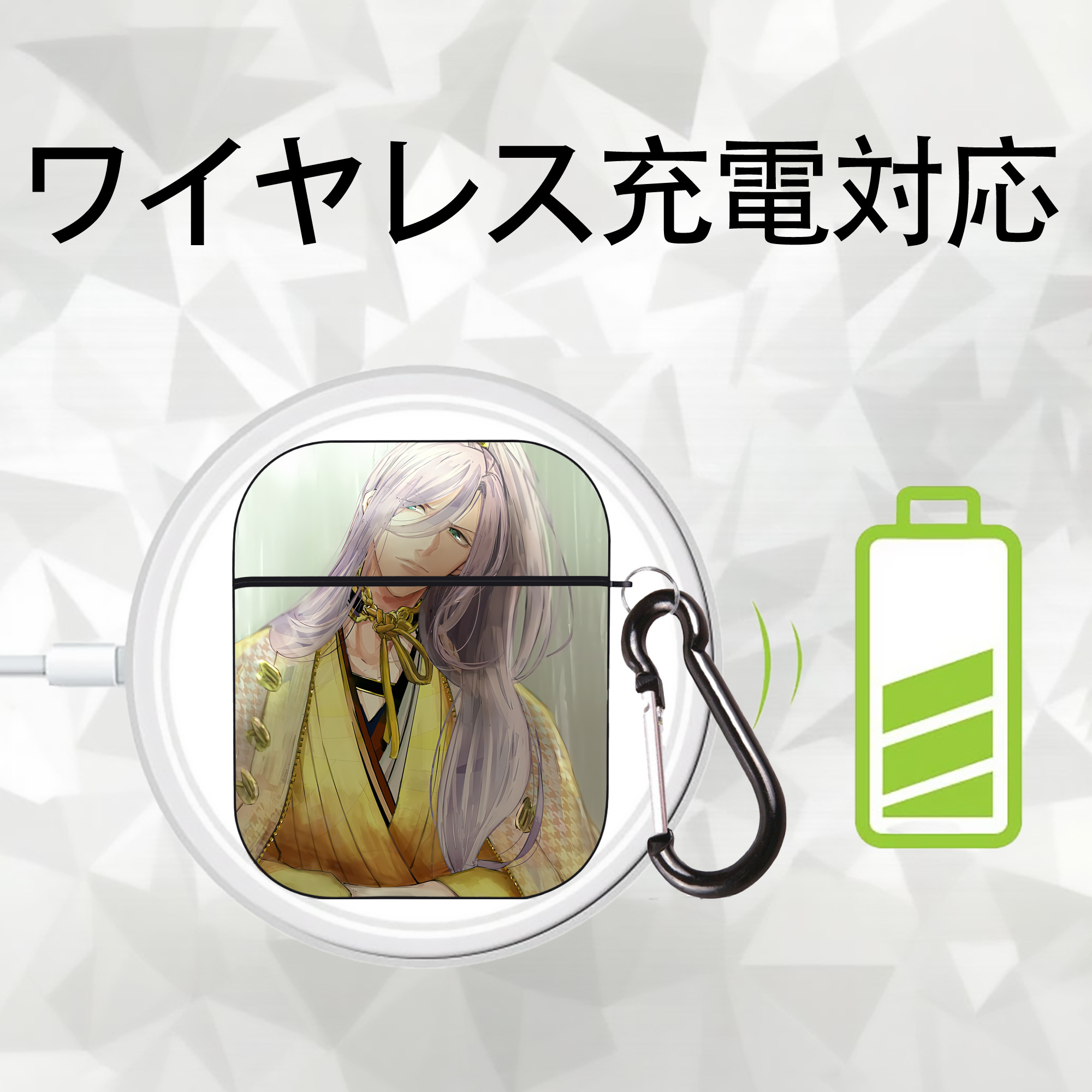 刀剣乱舞 Touken Ranbu AirPods 第2世代保護ケース ハードシェル ブラック 耐衝撃・防指紋・カラビナ付き