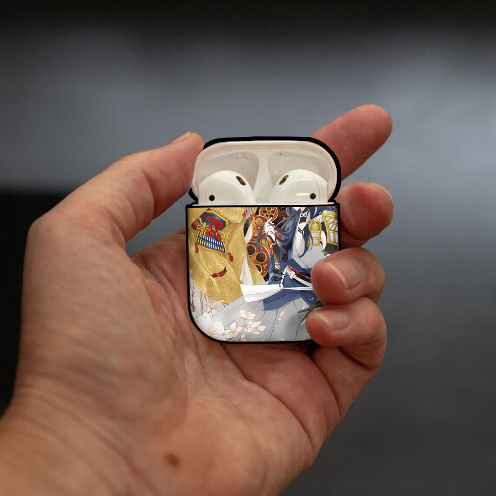 刀剣乱舞 Touken Ranbu AirPods 第2世代保護ケース ハードシェル ブラック 耐衝撃・防指紋・カラビナ付き
