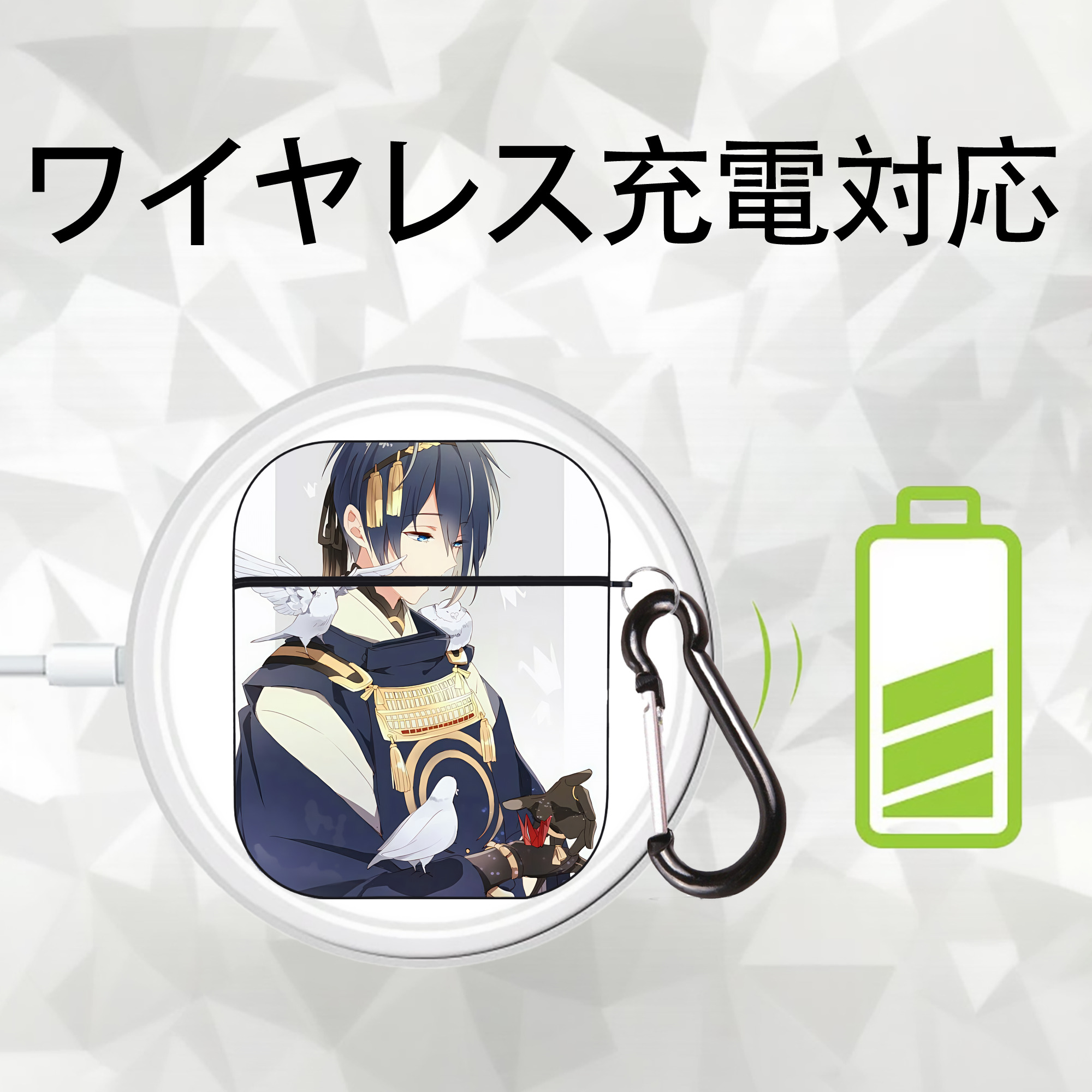 刀剣乱舞 Touken Ranbu AirPods 第2世代保護ケース ハードシェル ブラック 耐衝撃・防指紋・カラビナ付き