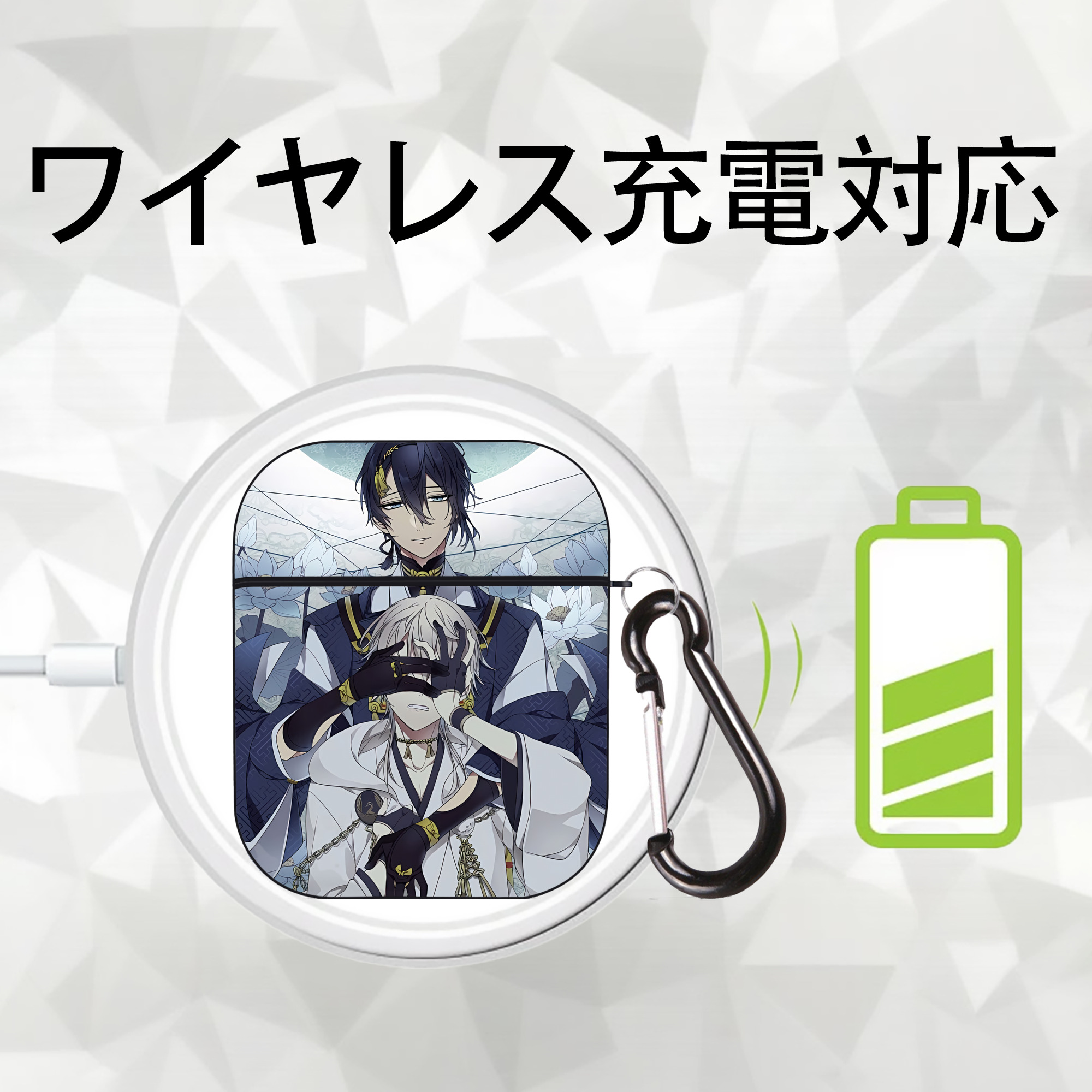 刀剣乱舞 Touken Ranbu AirPods 第2世代保護ケース ハードシェル ブラック 耐衝撃・防指紋・カラビナ付き
