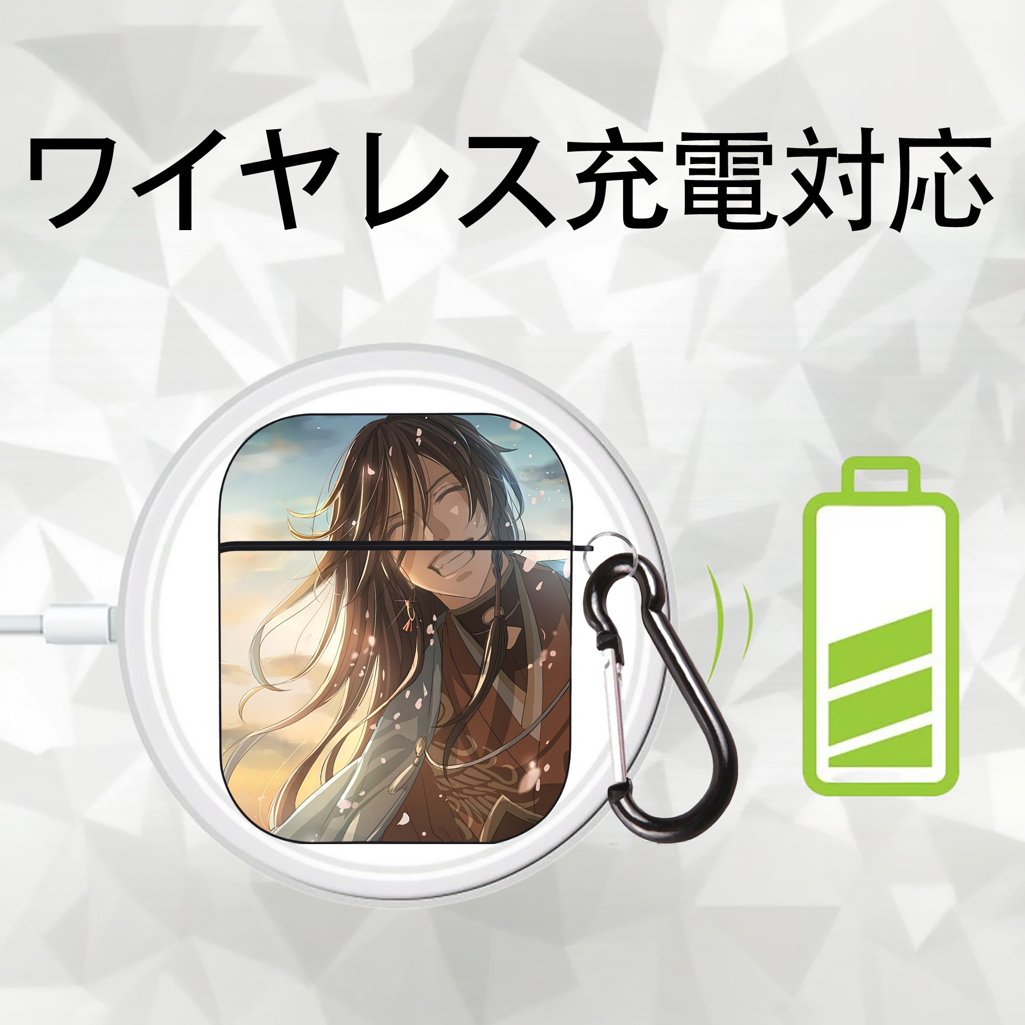 刀剣乱舞 Touken Ranbu AirPods 第2世代保護ケース ハードシェル ブラック 耐衝撃・防指紋・カラビナ付き