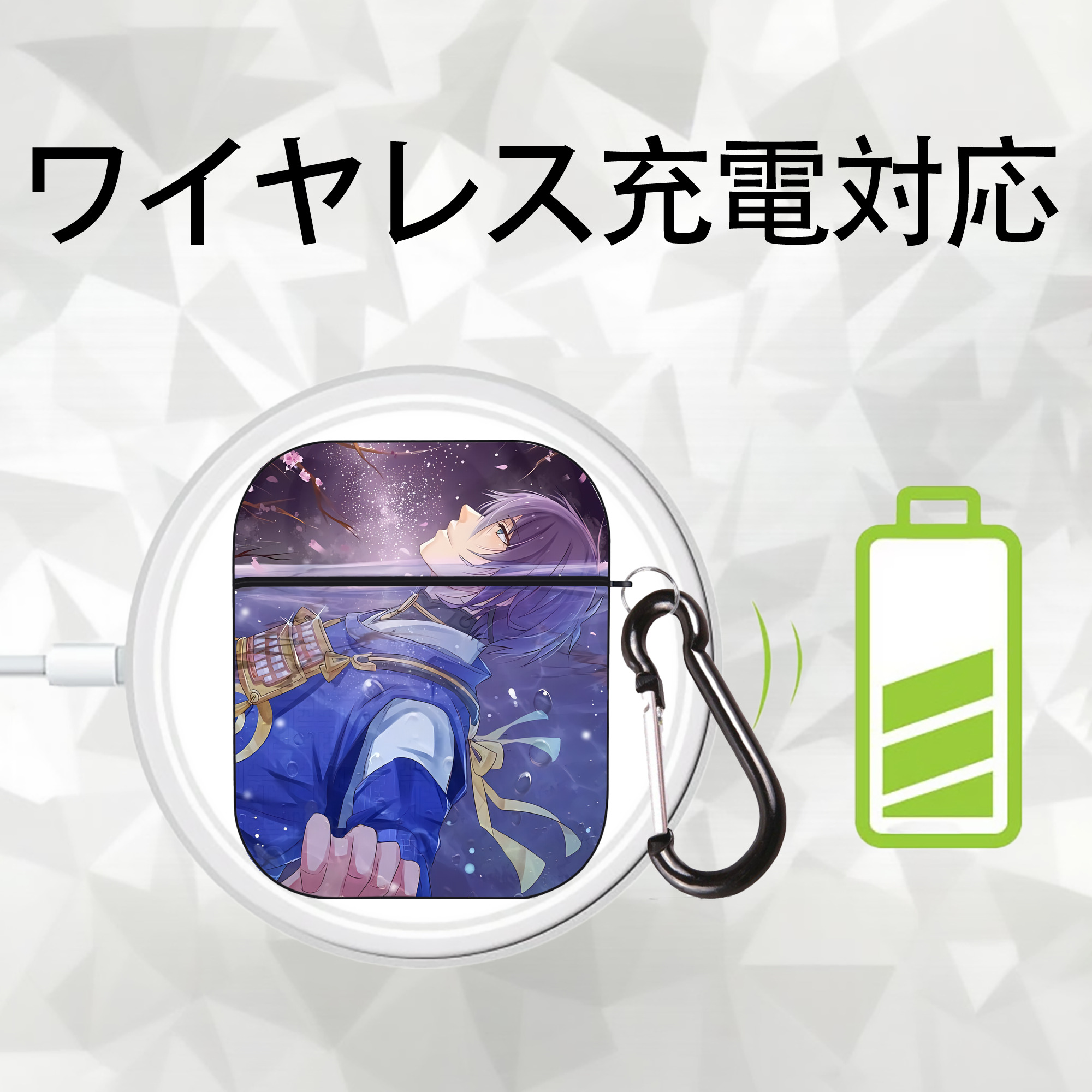 刀剣乱舞 Touken Ranbu AirPods 第2世代保護ケース ハードシェル ブラック 耐衝撃・防指紋・カラビナ付き