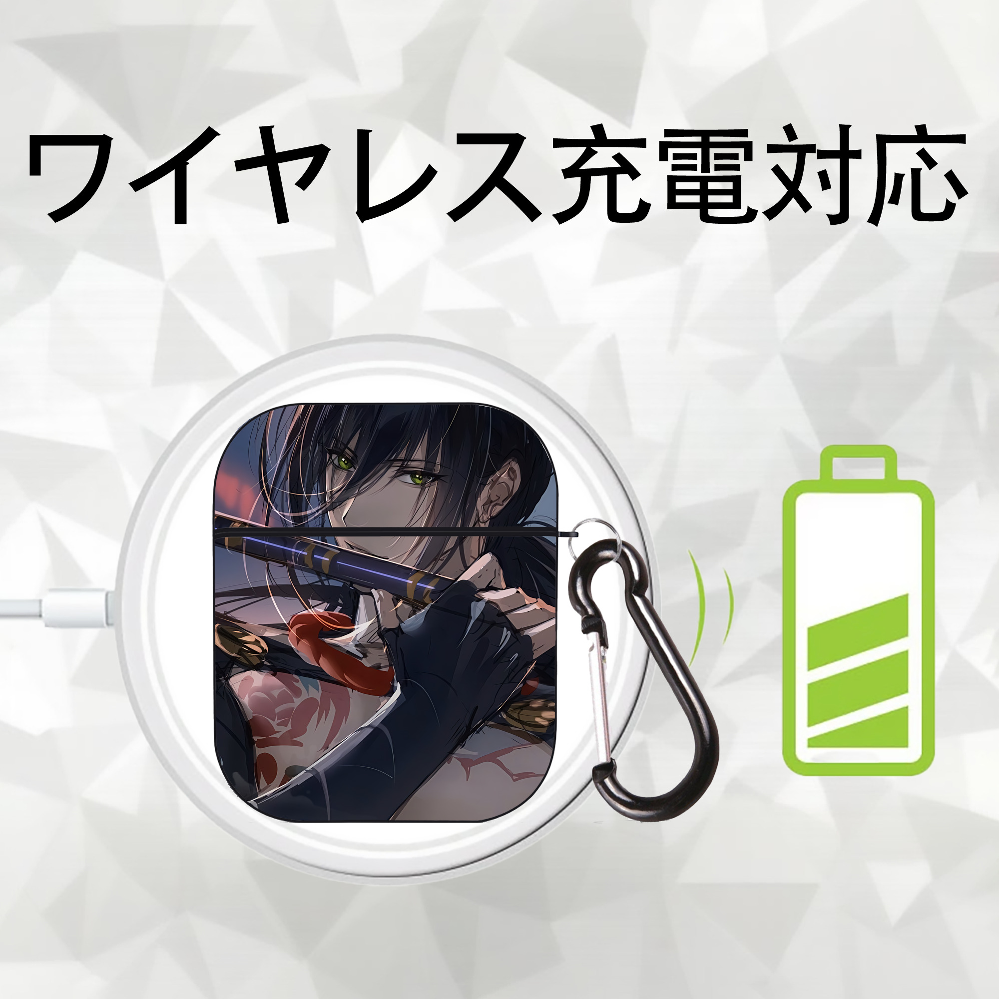 刀剣乱舞 Touken Ranbu AirPods 第2世代保護ケース ハードシェル ブラック 耐衝撃・防指紋・カラビナ付き