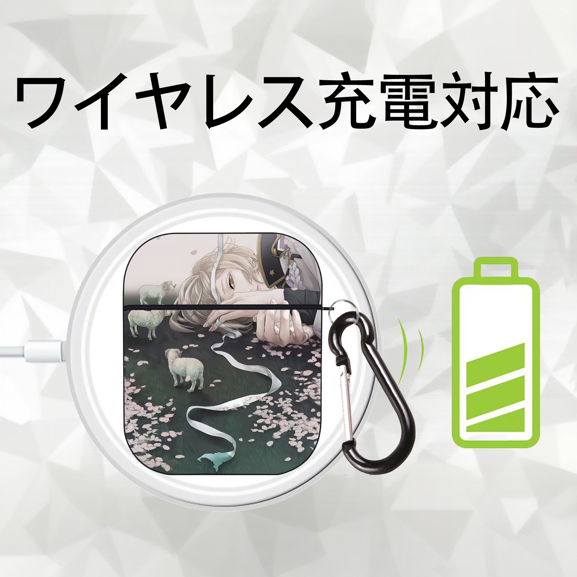 刀剣乱舞 Touken Ranbu AirPods 第2世代保護ケース ハードシェル ブラック 耐衝撃・防指紋・カラビナ付き