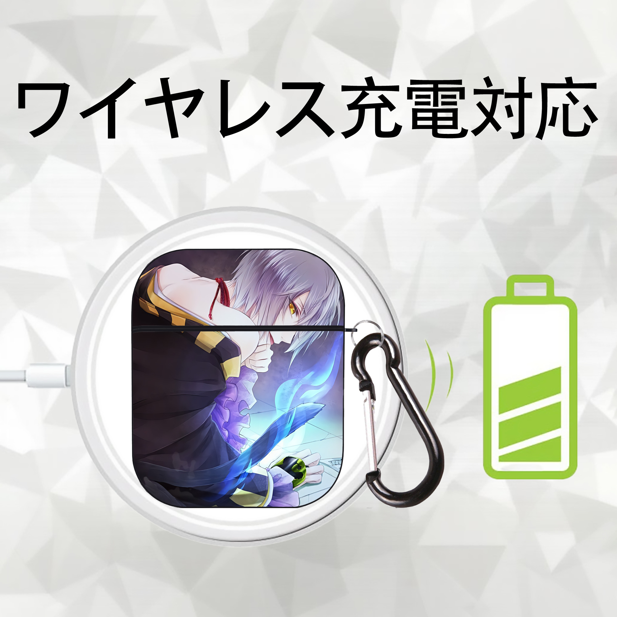 刀剣乱舞 Touken Ranbu AirPods 第2世代保護ケース ハードシェル ブラック 耐衝撃・防指紋・カラビナ付き