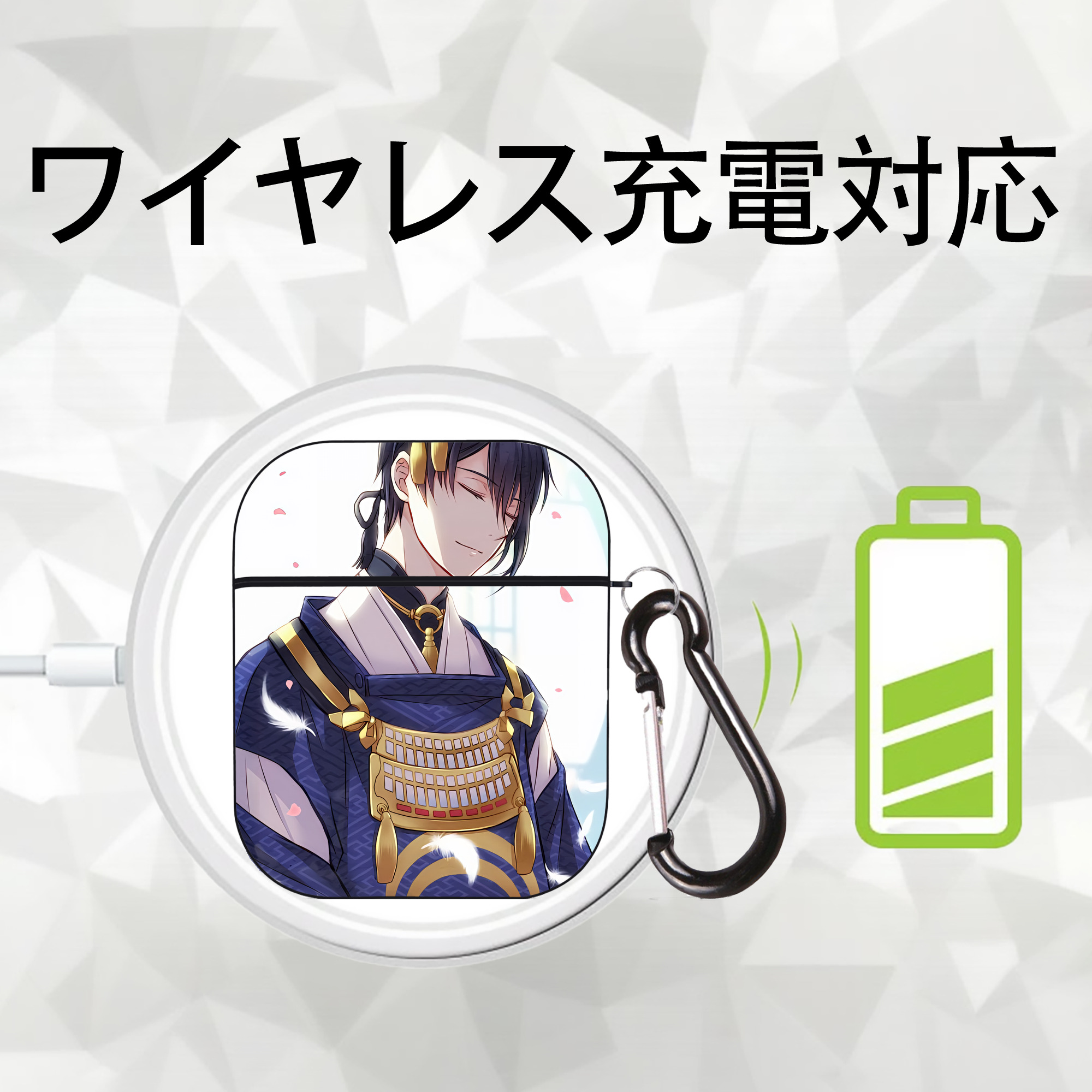 刀剣乱舞 Touken Ranbu AirPods 第2世代保護ケース ハードシェル ブラック 耐衝撃・防指紋・カラビナ付き